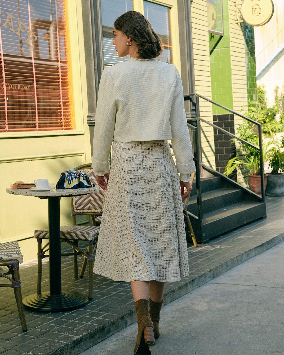 The Solid Cropped Tweed Jacket Female Product Image