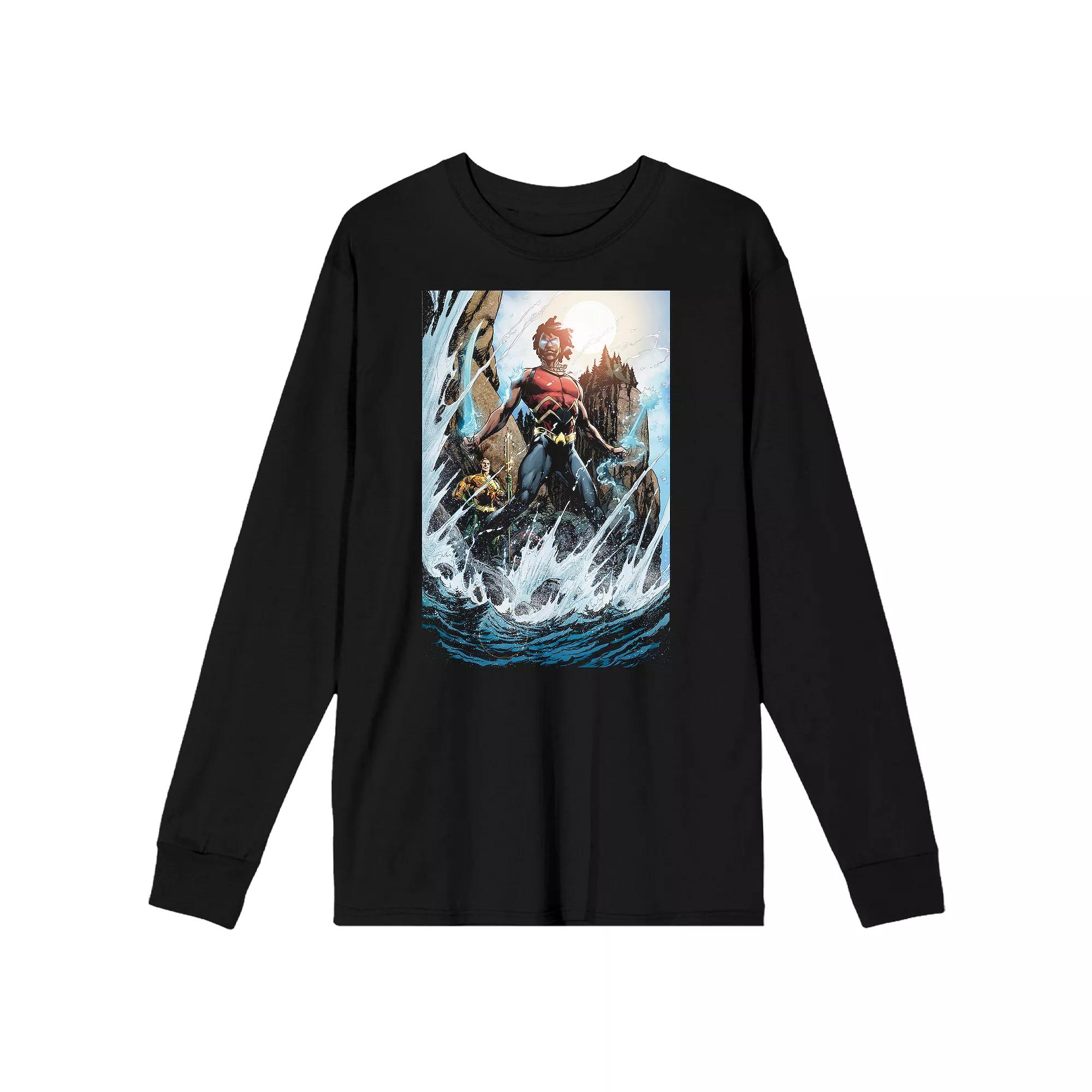 Men's Justice League Aquaman Tee, Size: Large, Black Product Image