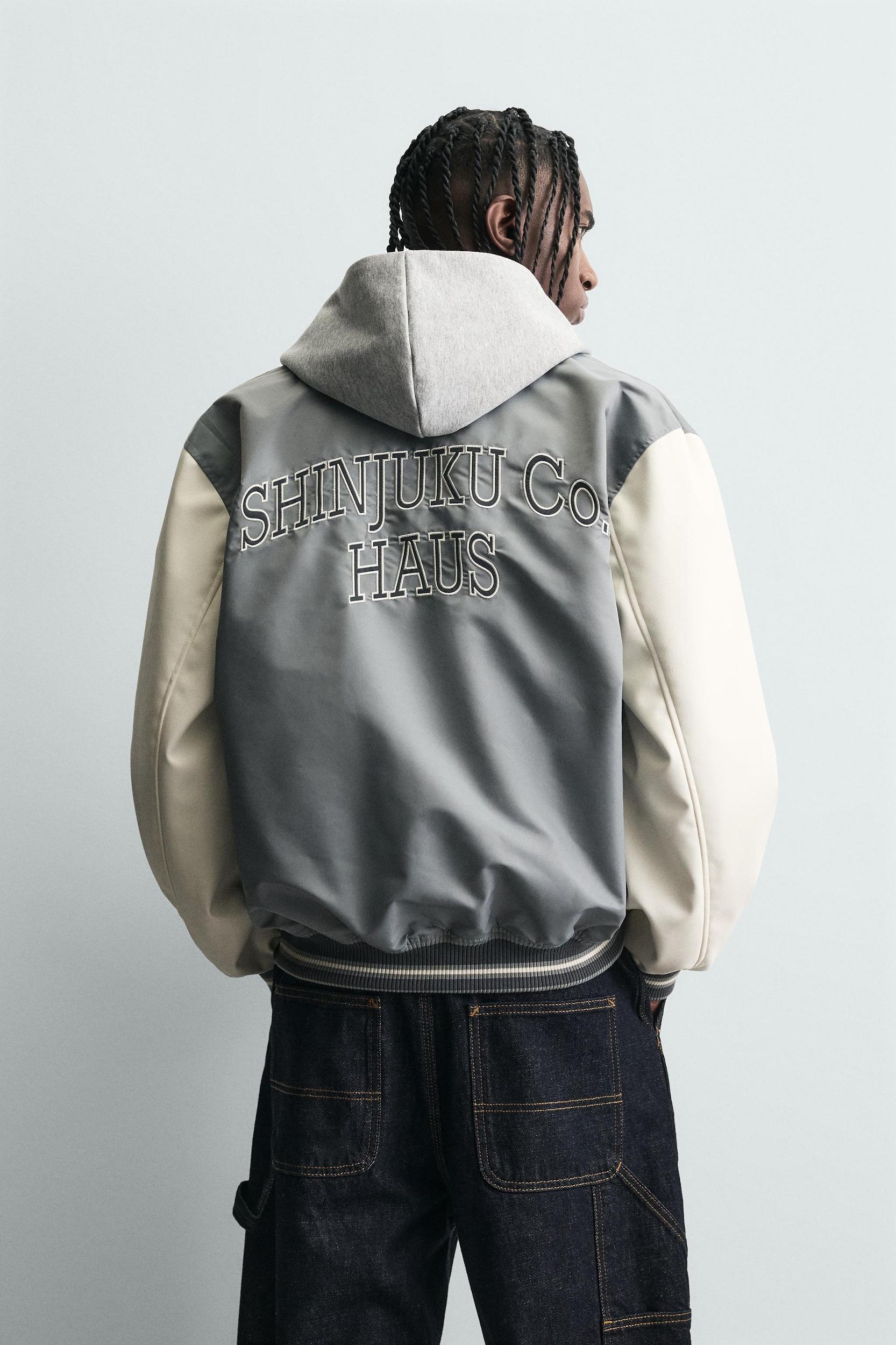 CONTRAST EMBROIDERY BOMBER JACKET Product Image