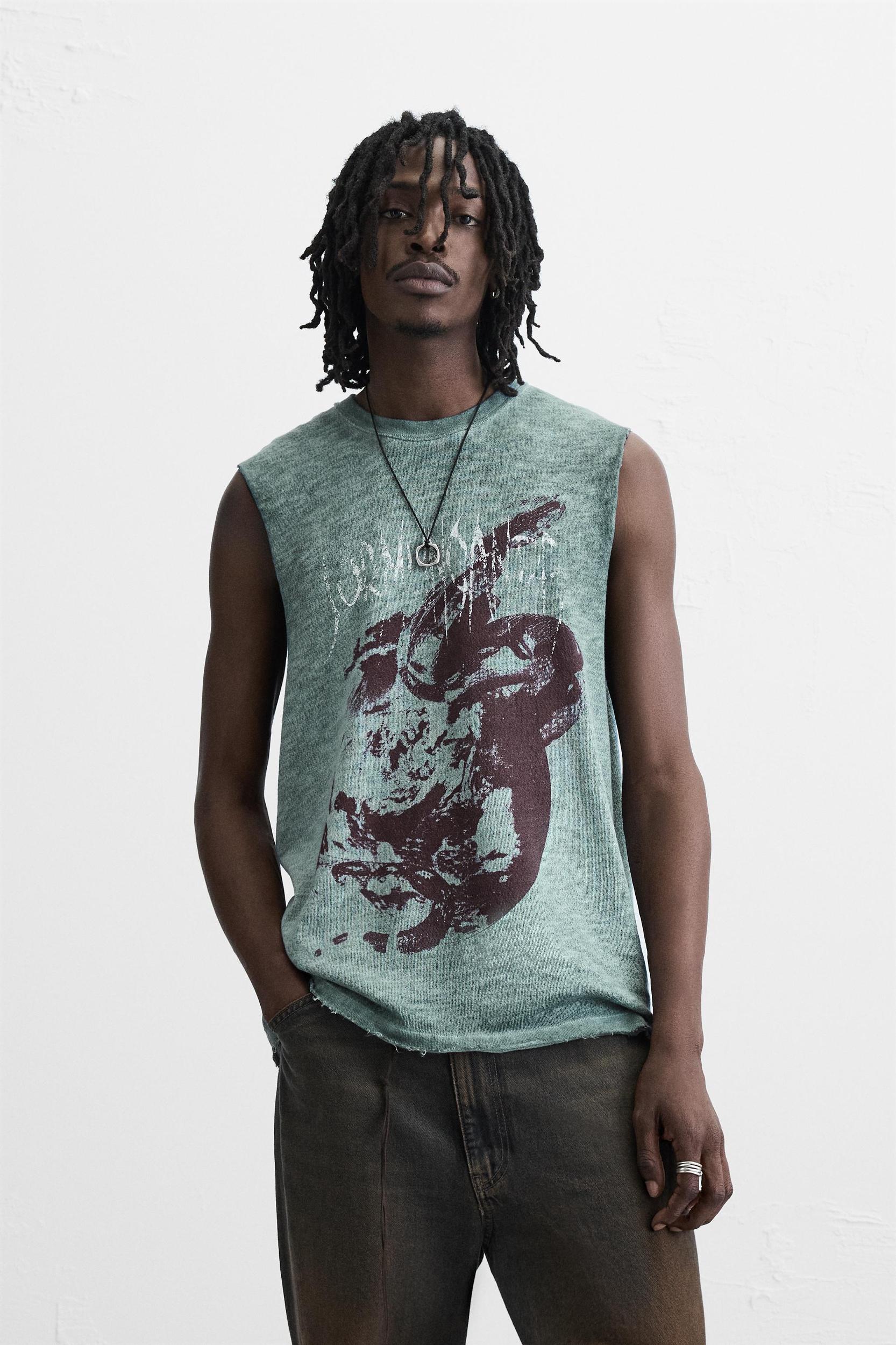 WASHED PRINT KNIT T-SHIRT Product Image