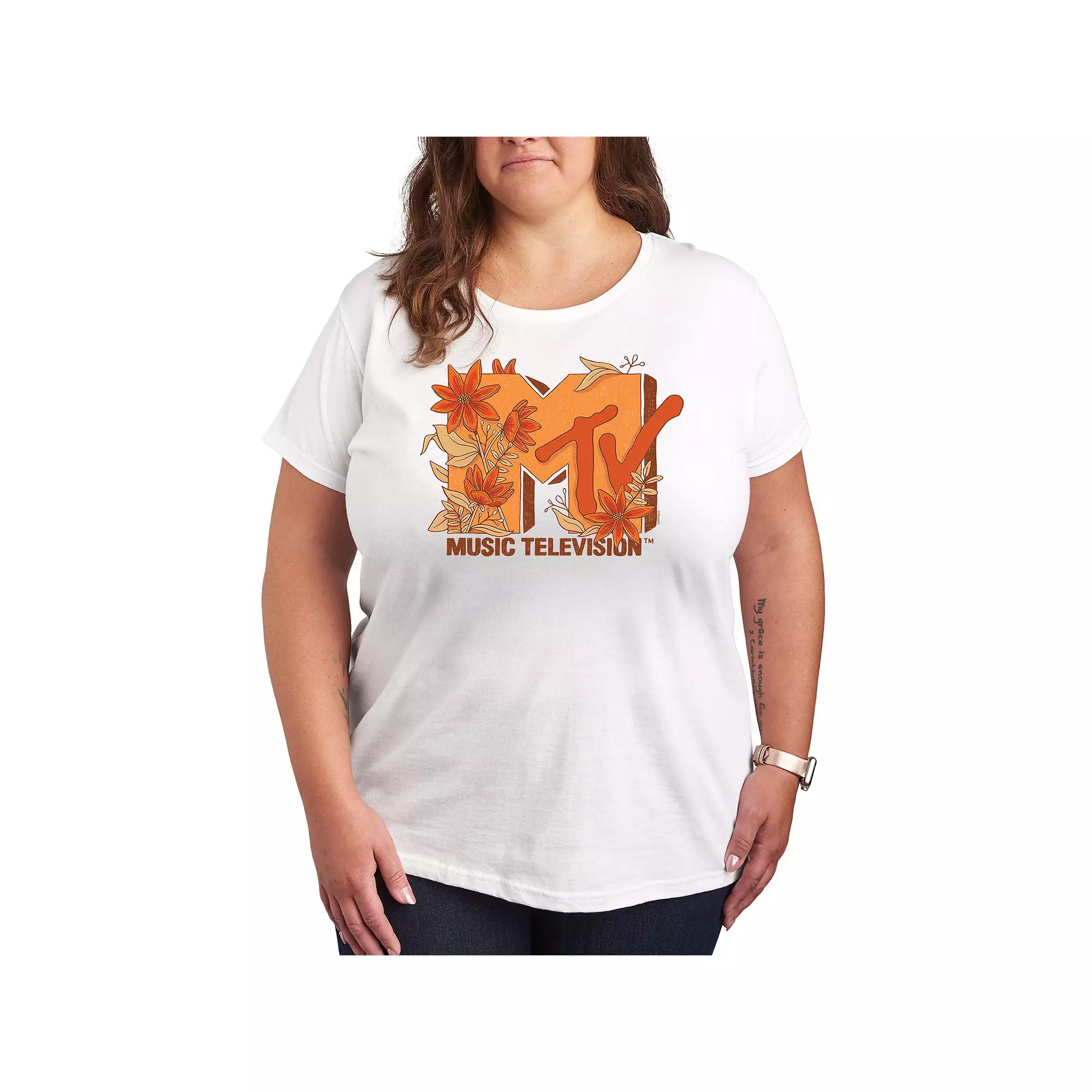 Plus Size MTV Fall Floral Graphic Tee, Womens Product Image