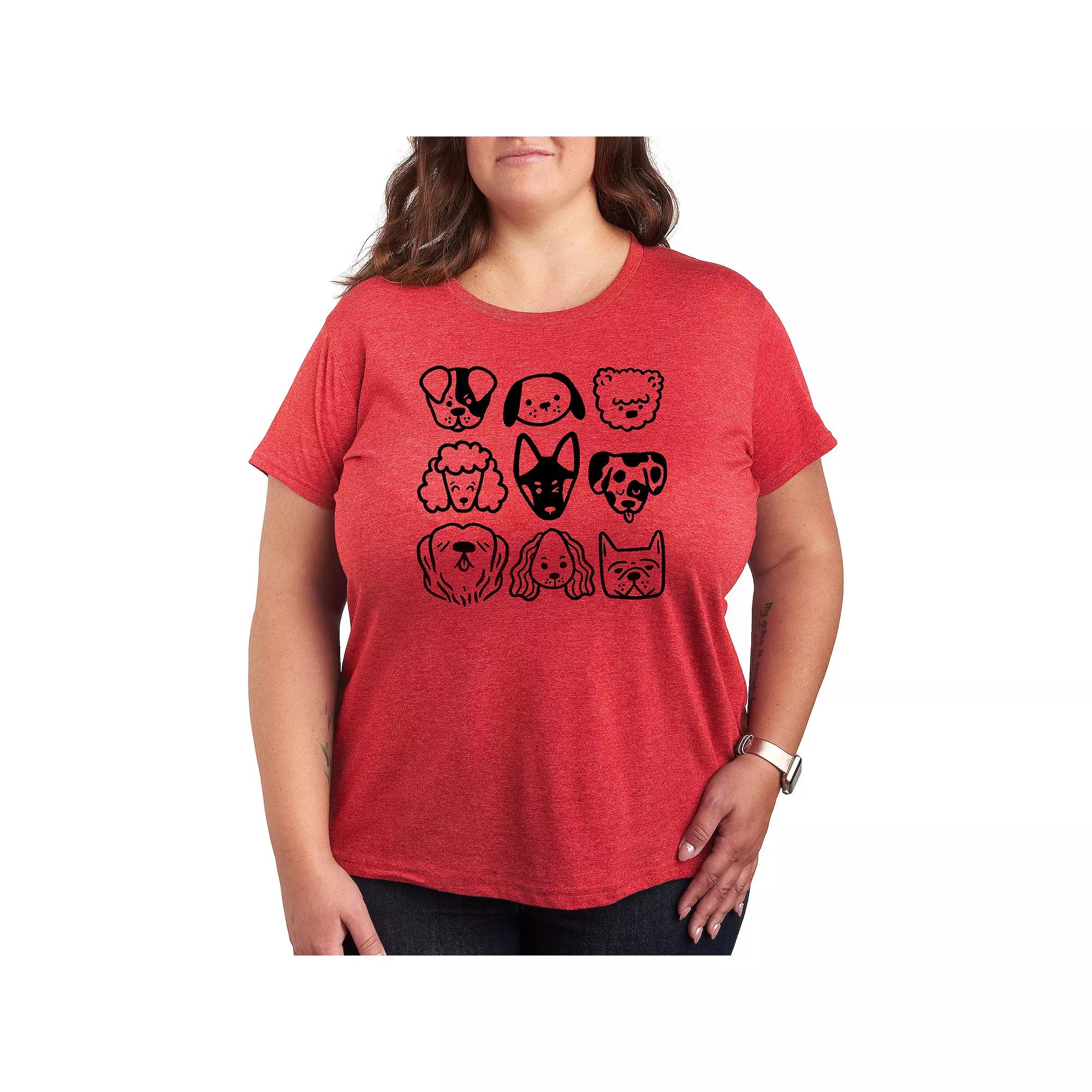 Plus Dog Faces Grid Graphic Tee, Women's,  Product Image