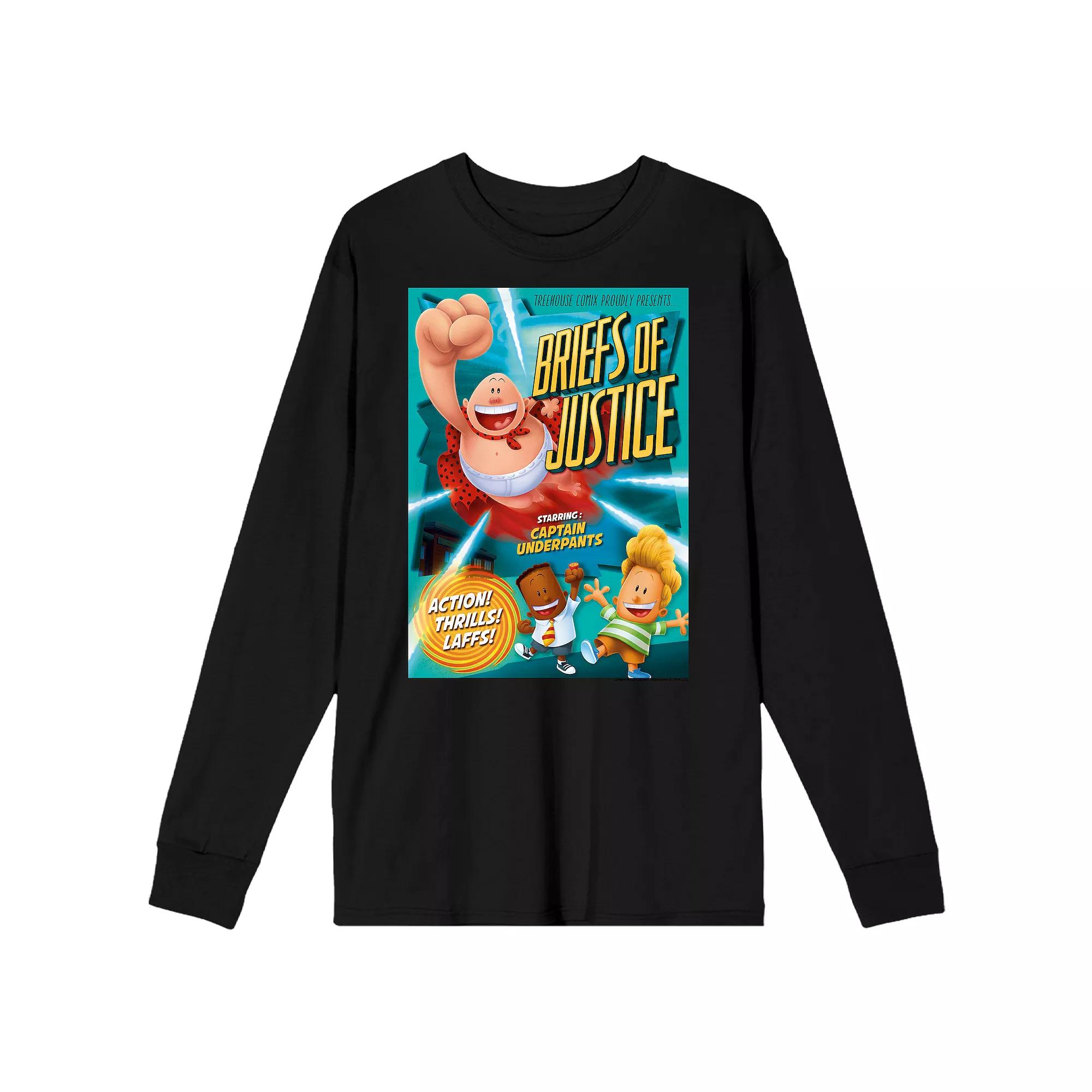 Men's Bioworld Captain Underpants Briefs of Justice Poster Long Sleeve Graphic Tee,  Product Image