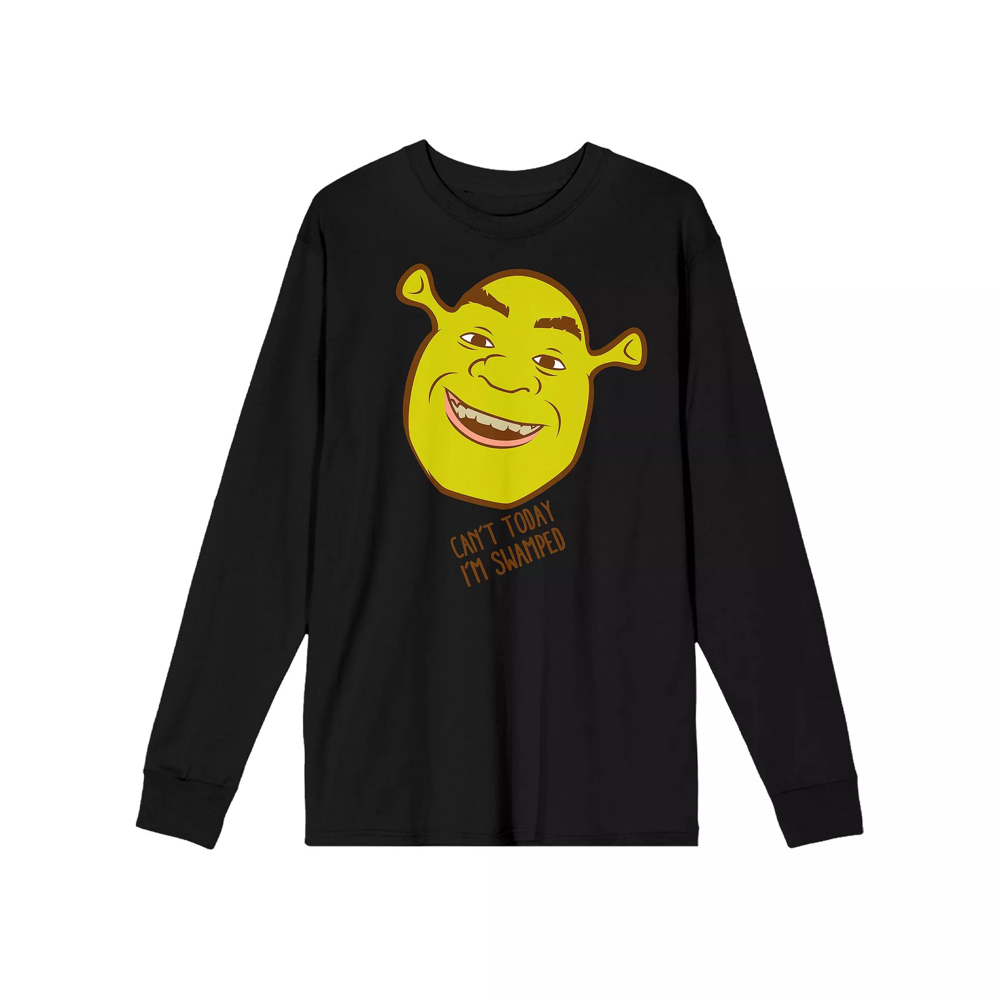Men's Shrek Cant Today Swamped Long Sleeve Graphic Tee, Size: Large, Black Product Image