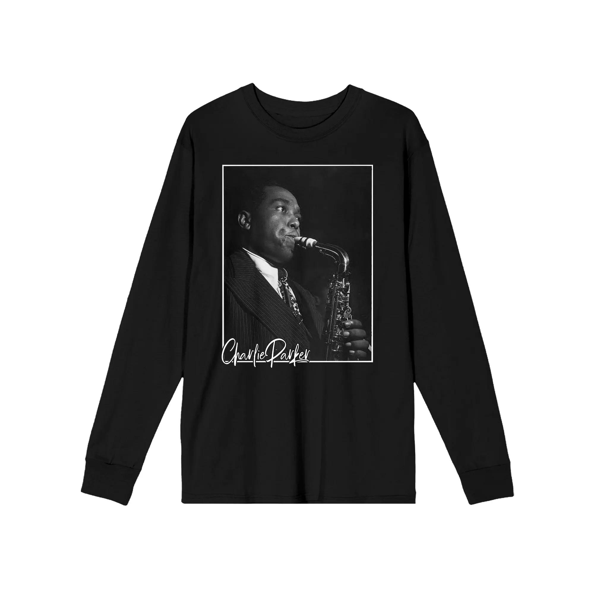 Men's Charlie Parker "Yardbird" Playing Saxophone Long Sleeve Graphic Tee, Size: XXL, Black Product Image