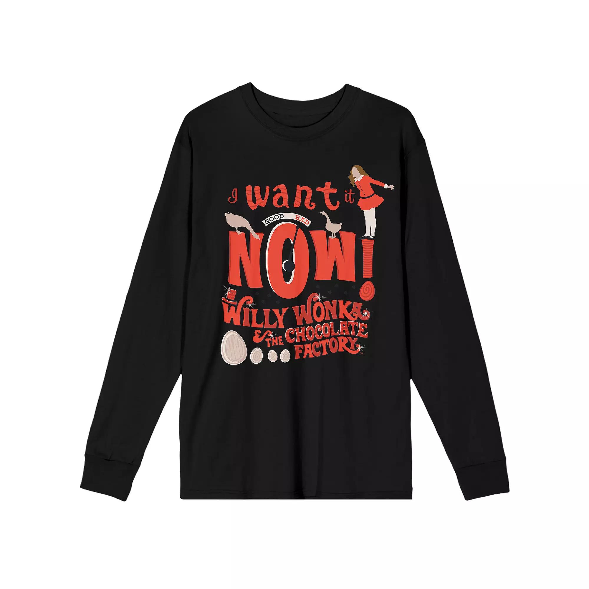 Men's Willy Wonka Want It Now Long Sleeve Tee,  Product Image