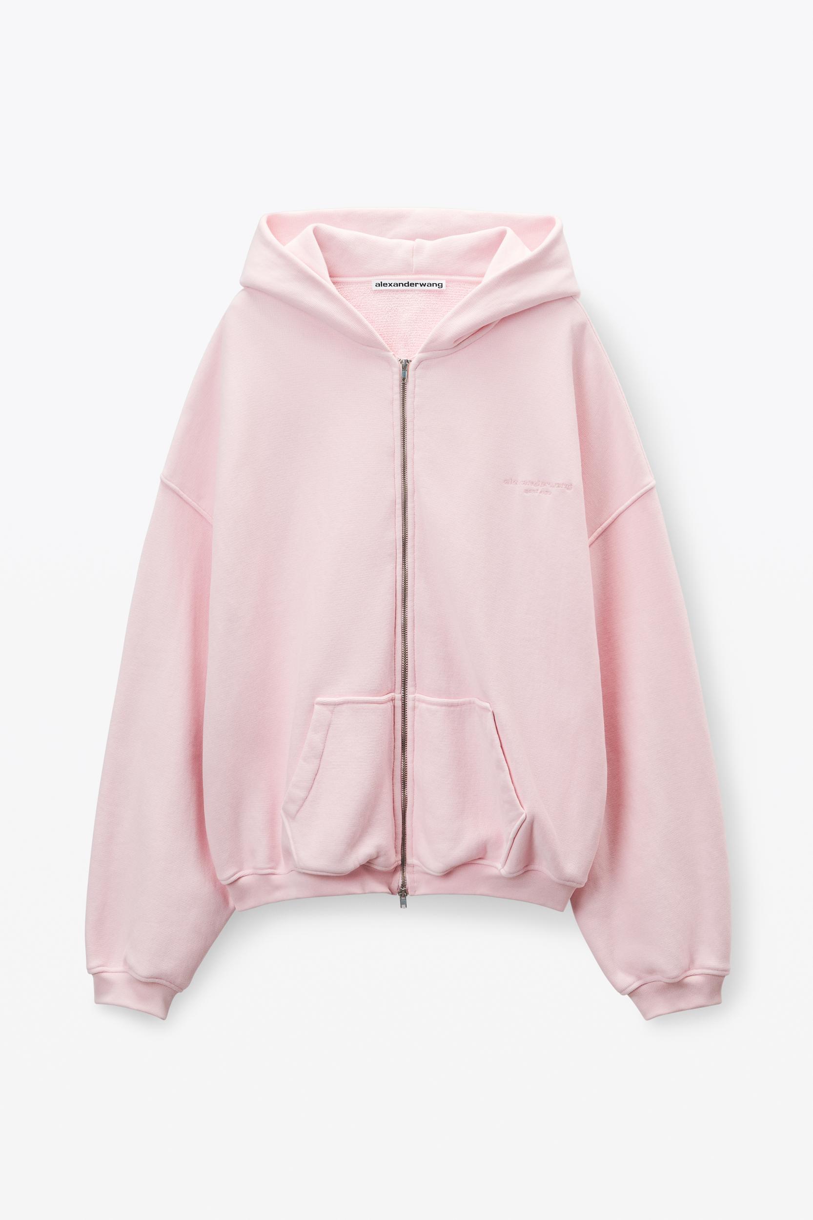 Pink Cotton Logo Zip-up Hoodie Product Image
