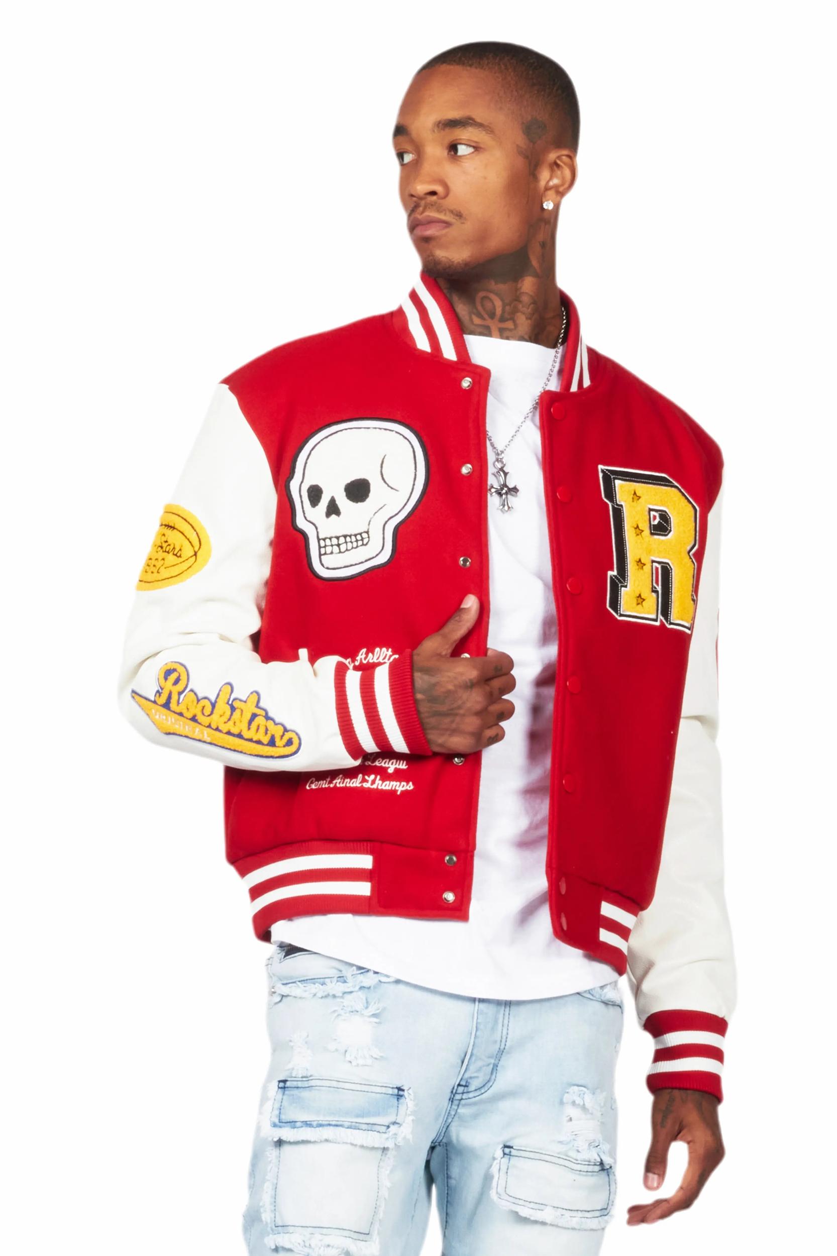 Ahjalee Red Oversized Varsity Jacket Female Product Image
