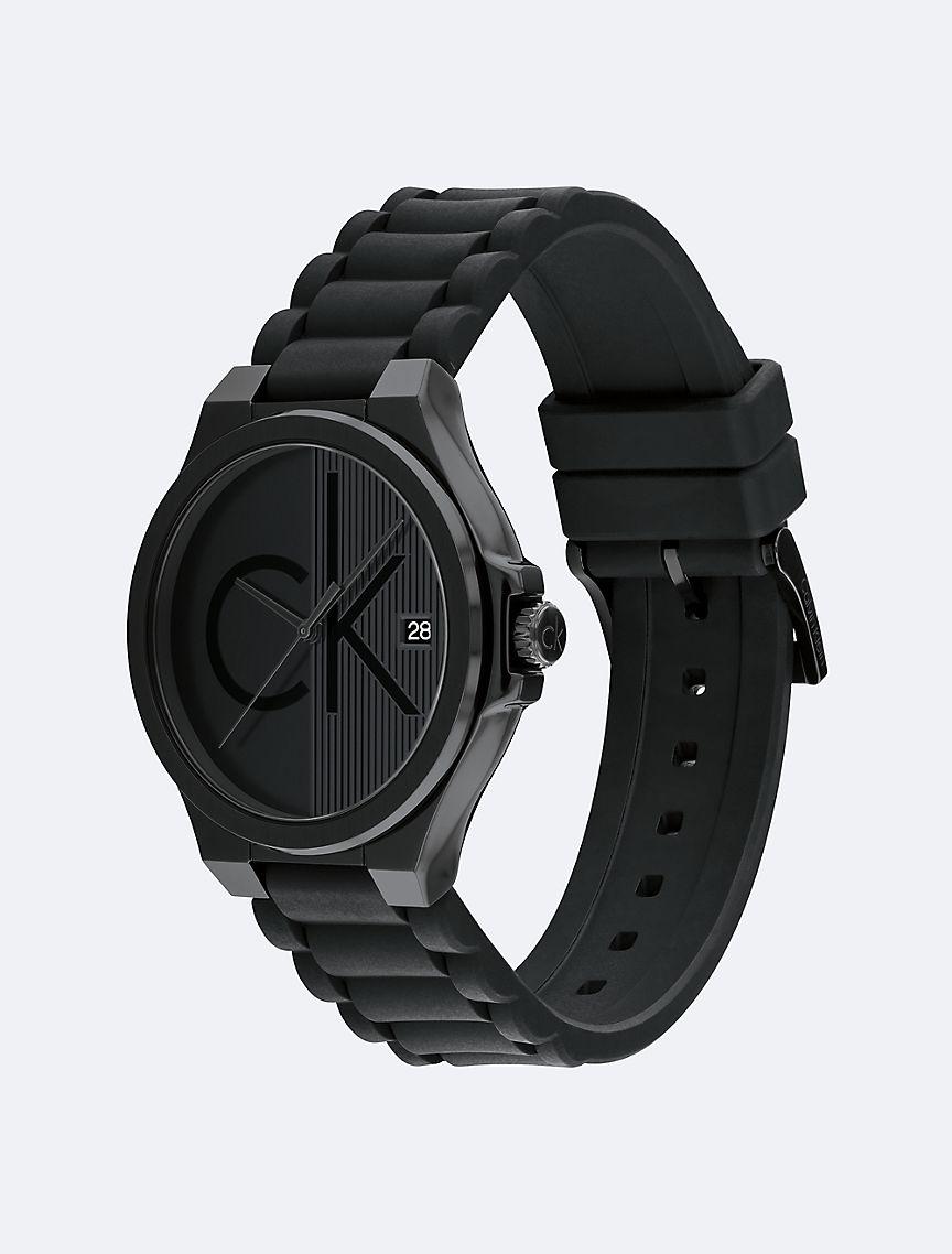 Textured Monogram Logo Dial Silicone Strap Watch Product Image