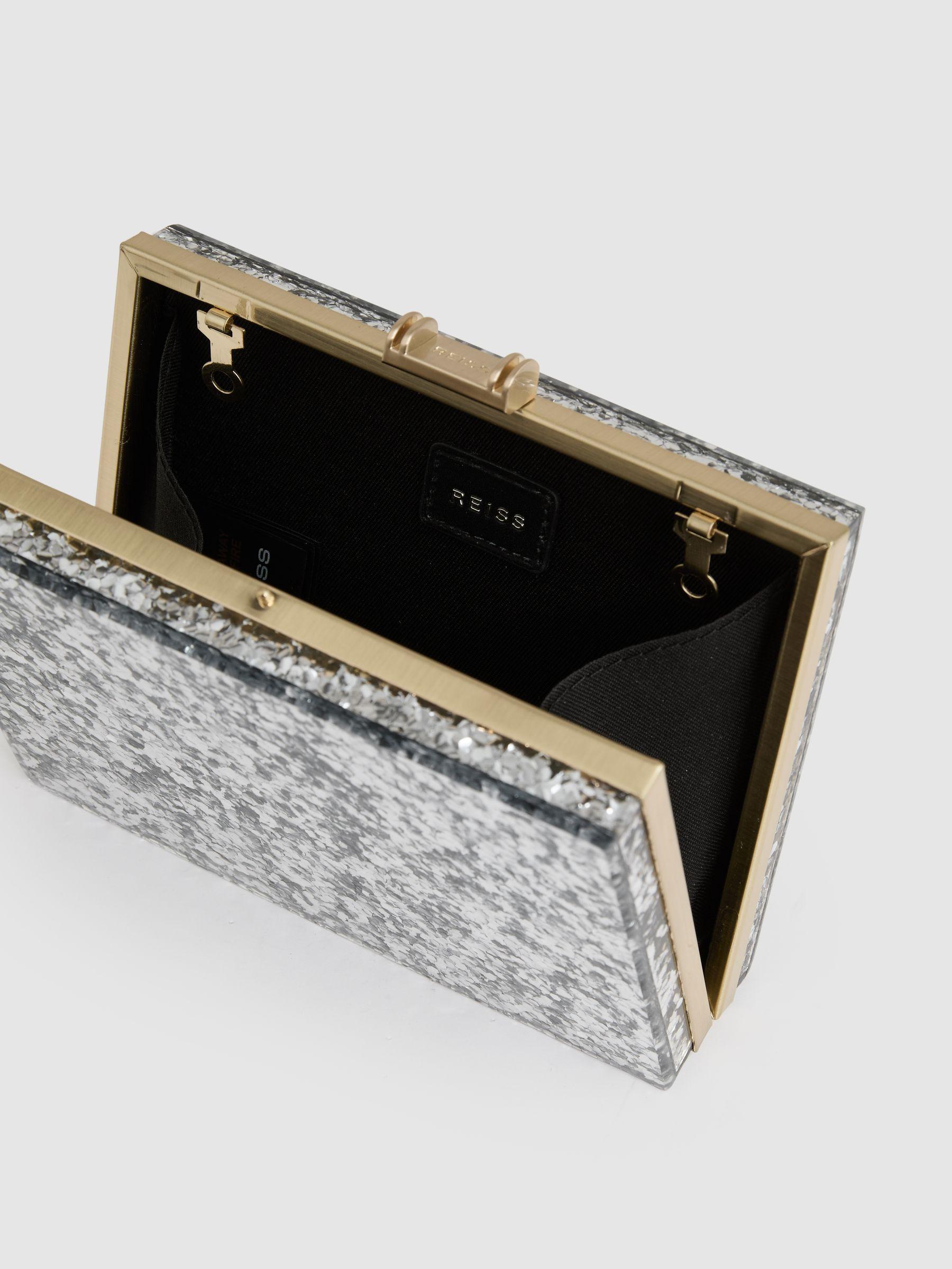 Glitter Box Clutch Bag in Silver Product Image