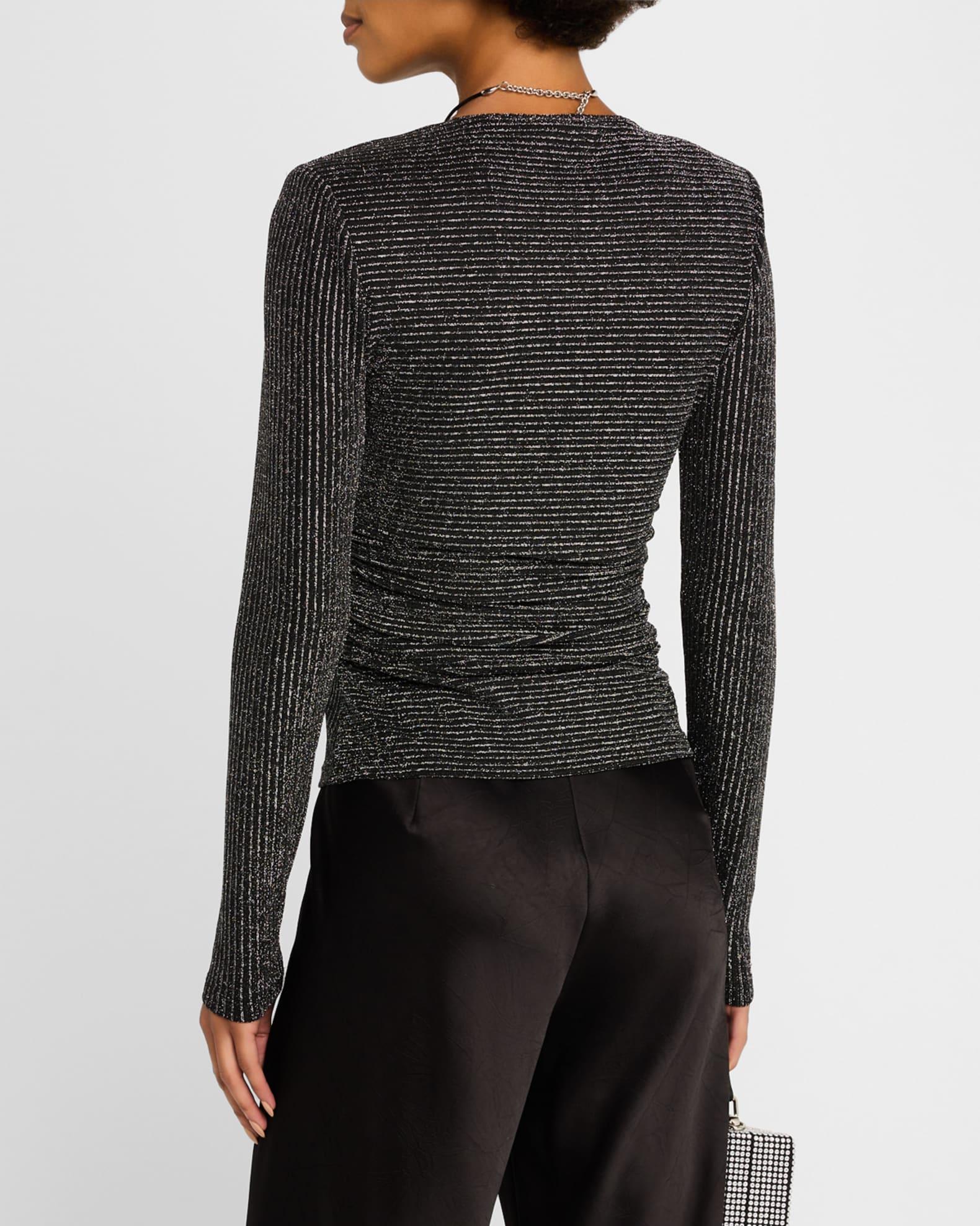 Brenda Metallic Striped Long-Sleeve Top Product Image