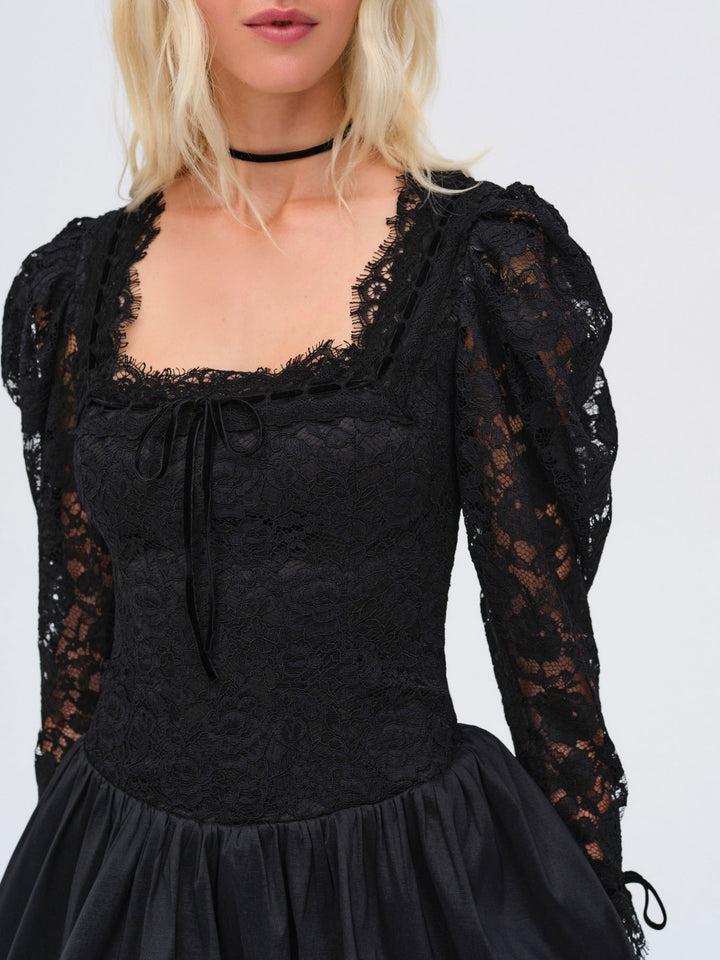 Waverly Lace Mini Dress — Black Product Image