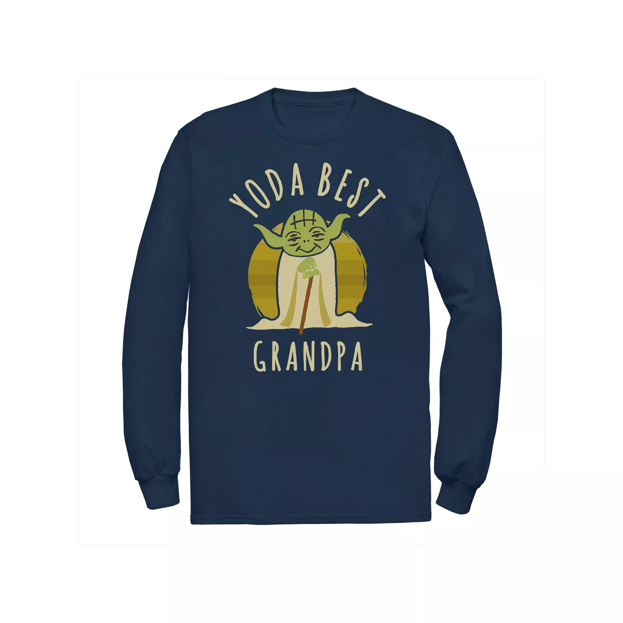Big & Tall Star Wars Yoda Best Grandpa Cartoon Yoda Long Sleeve Graphic Tee, Men's,  Product Image