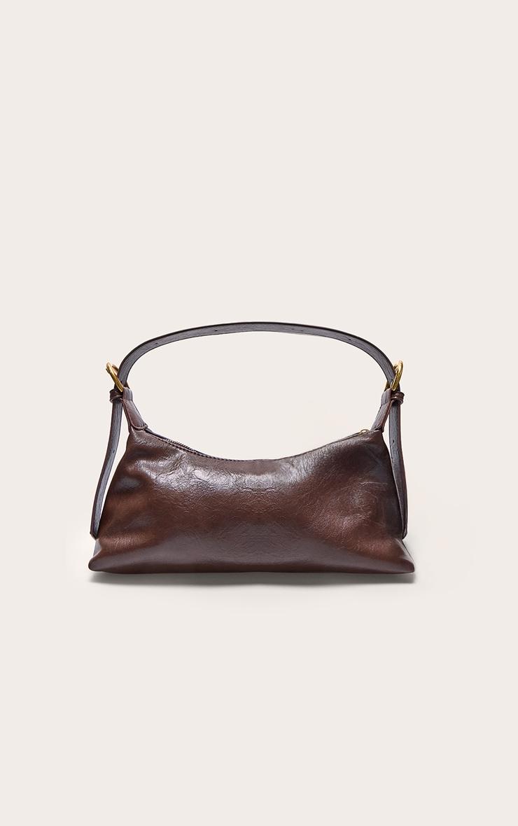 Chocolate Crinkle Pu Buckle Detail Shoulder Bag Product Image