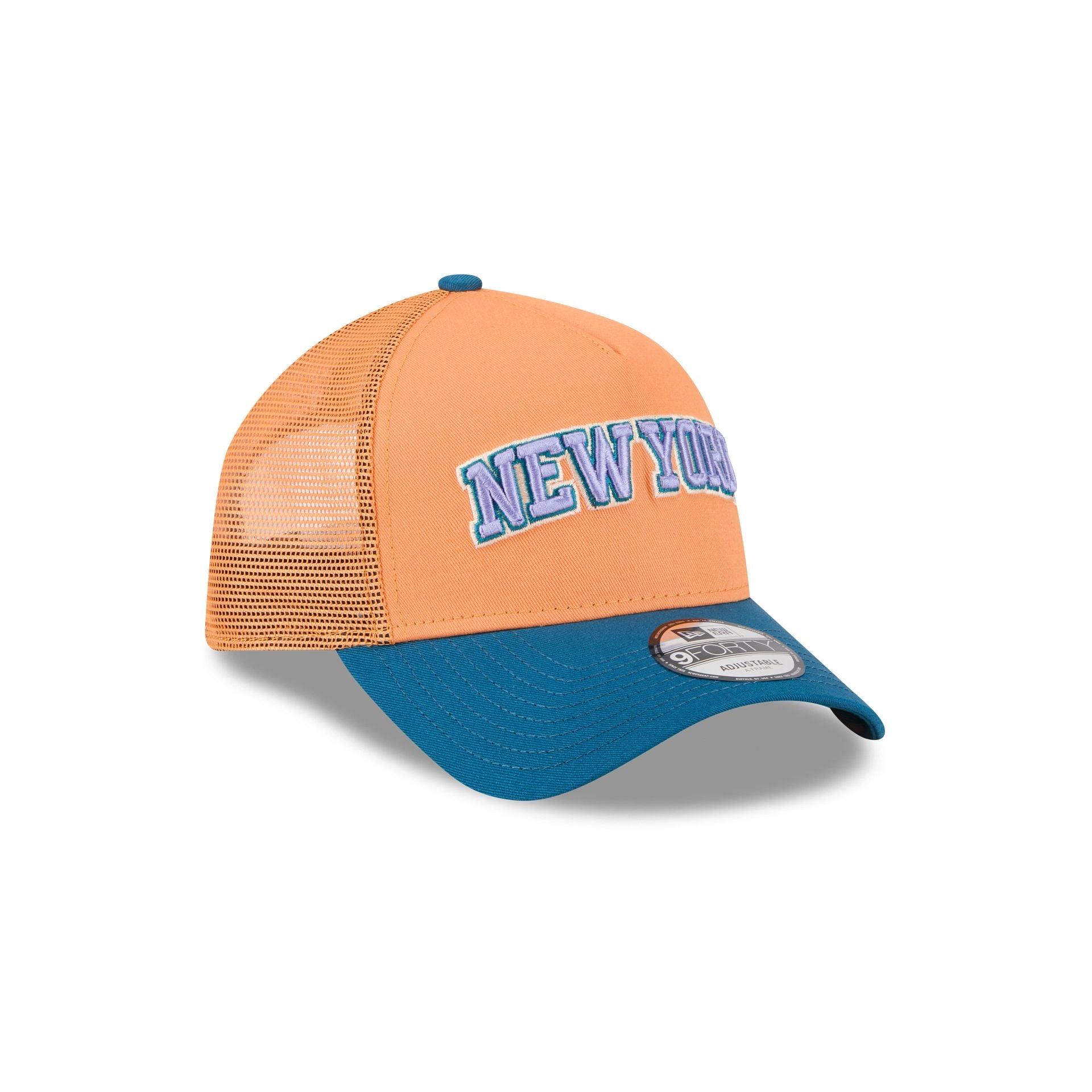 New York Knicks Orange Glaze 9FORTY A-Frame Trucker Hat Male Product Image