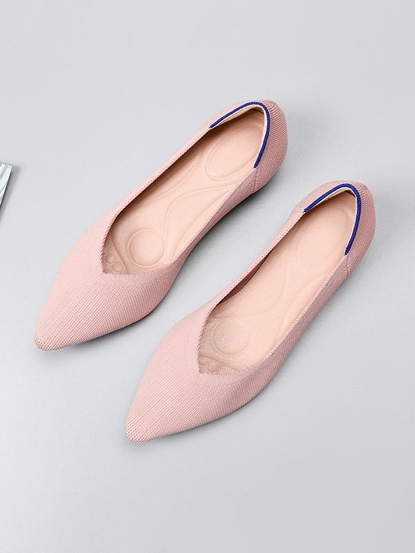 Pointed-Toe Shallow Cut Split-Joint Flat Shoes Product Image