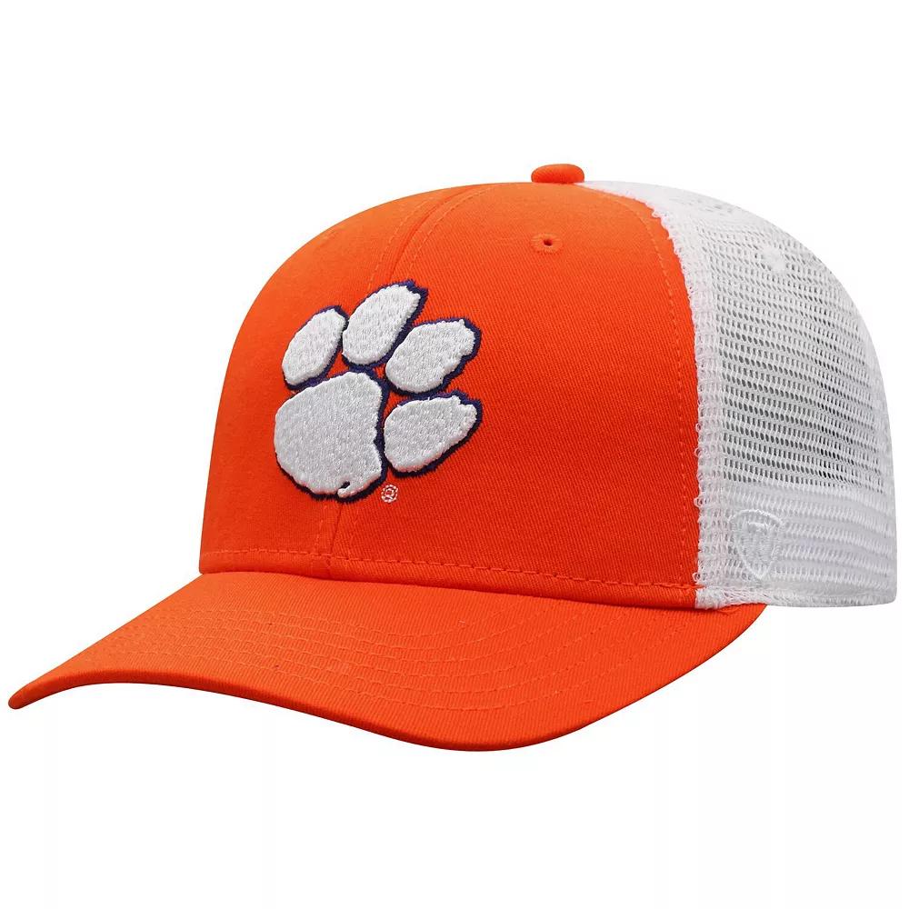 Men's Top of the World Orange/White Clemson Tigers Trucker Snapback Hat Product Image