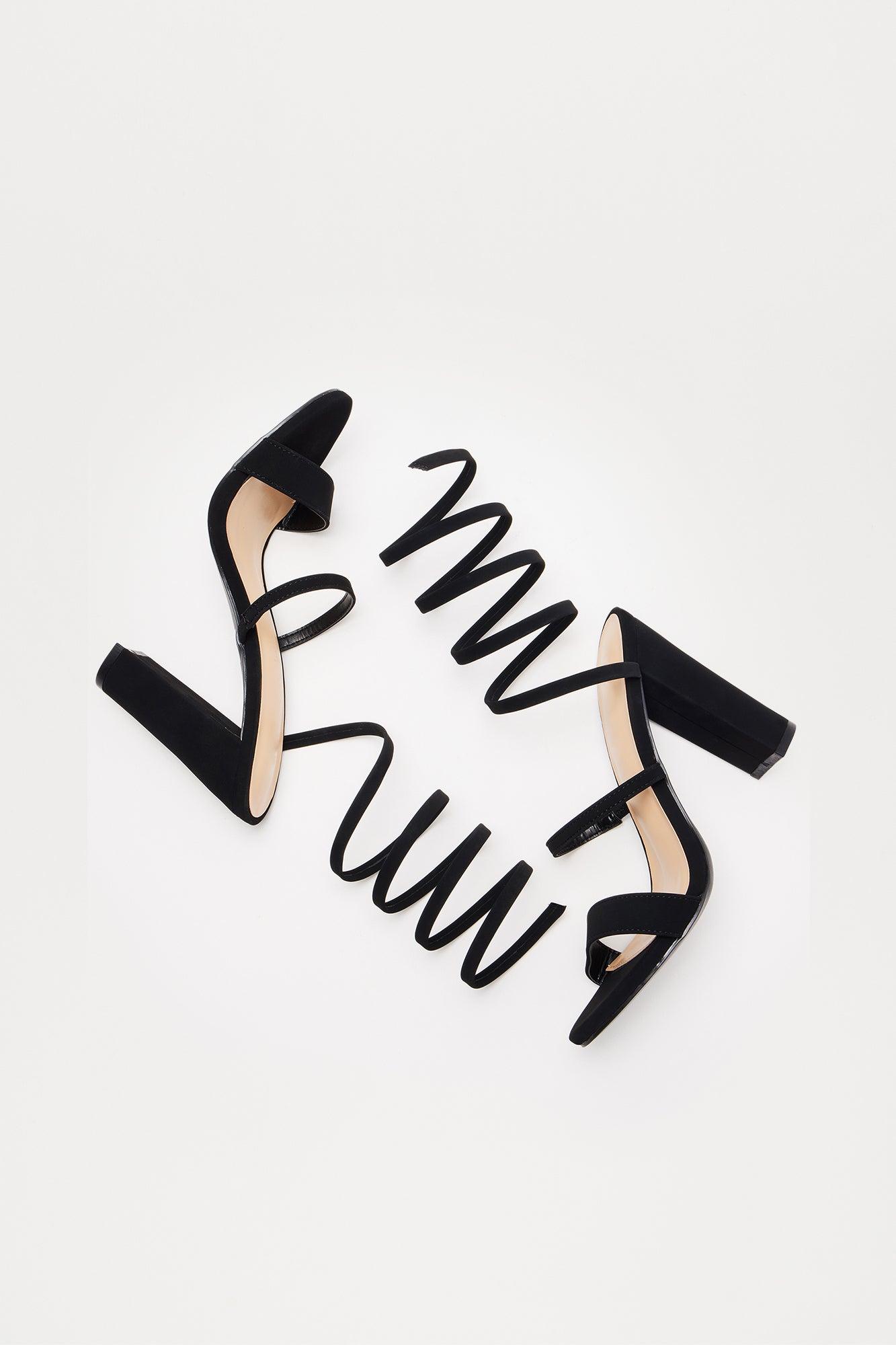 Elsie Block Heeled Sandals - Black/Black Product Image