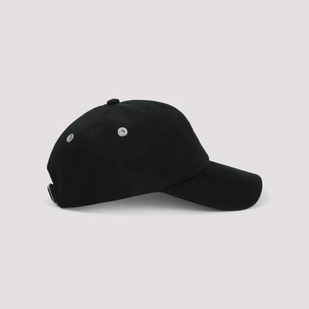 AMI ALEXANDRE MATTIUSSI Ami Paris Black And Red Cotton Ami Paris De Coeur Baseball Cap Product Image