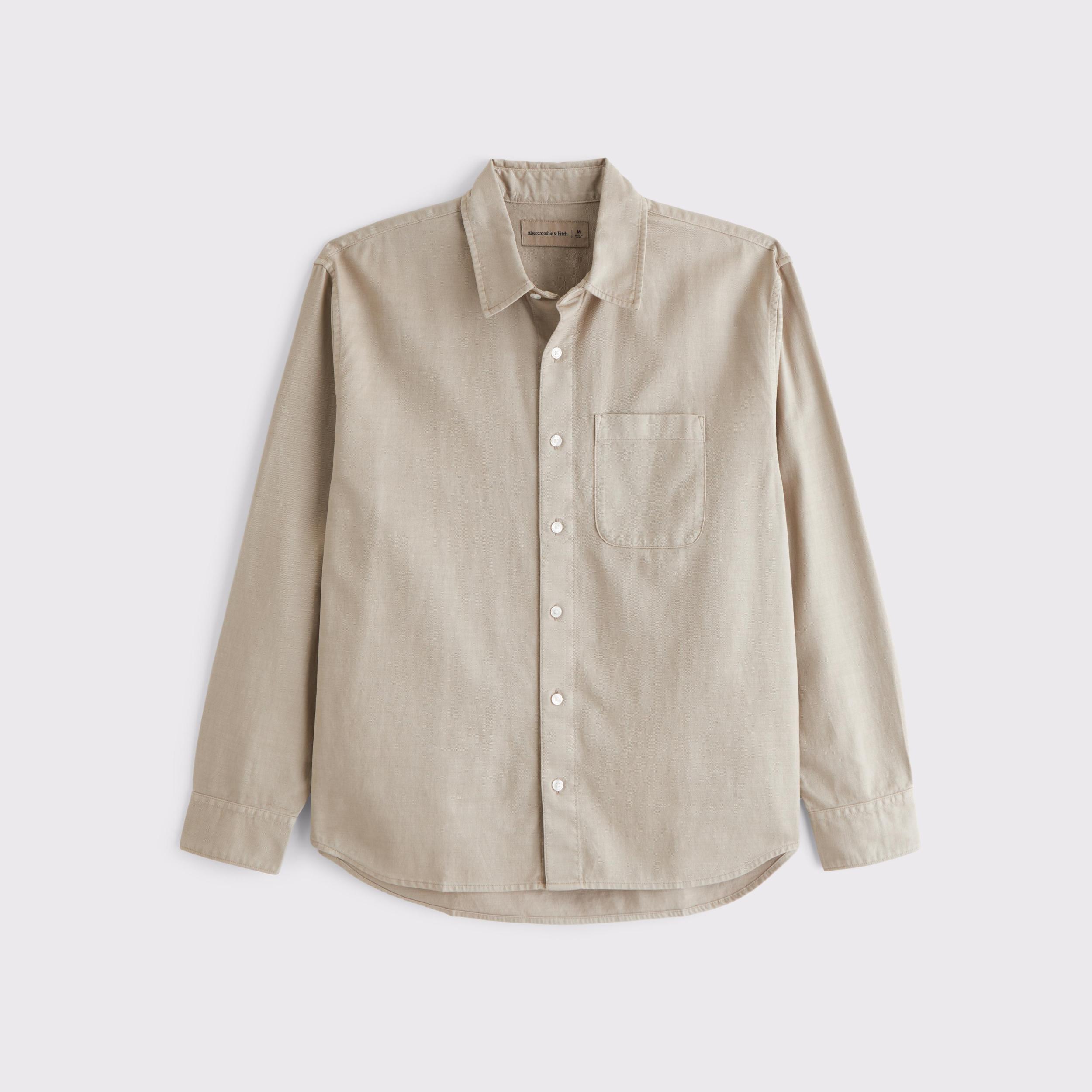 Long-Sleeve Garment Dye Button-Up Shirt Product Image