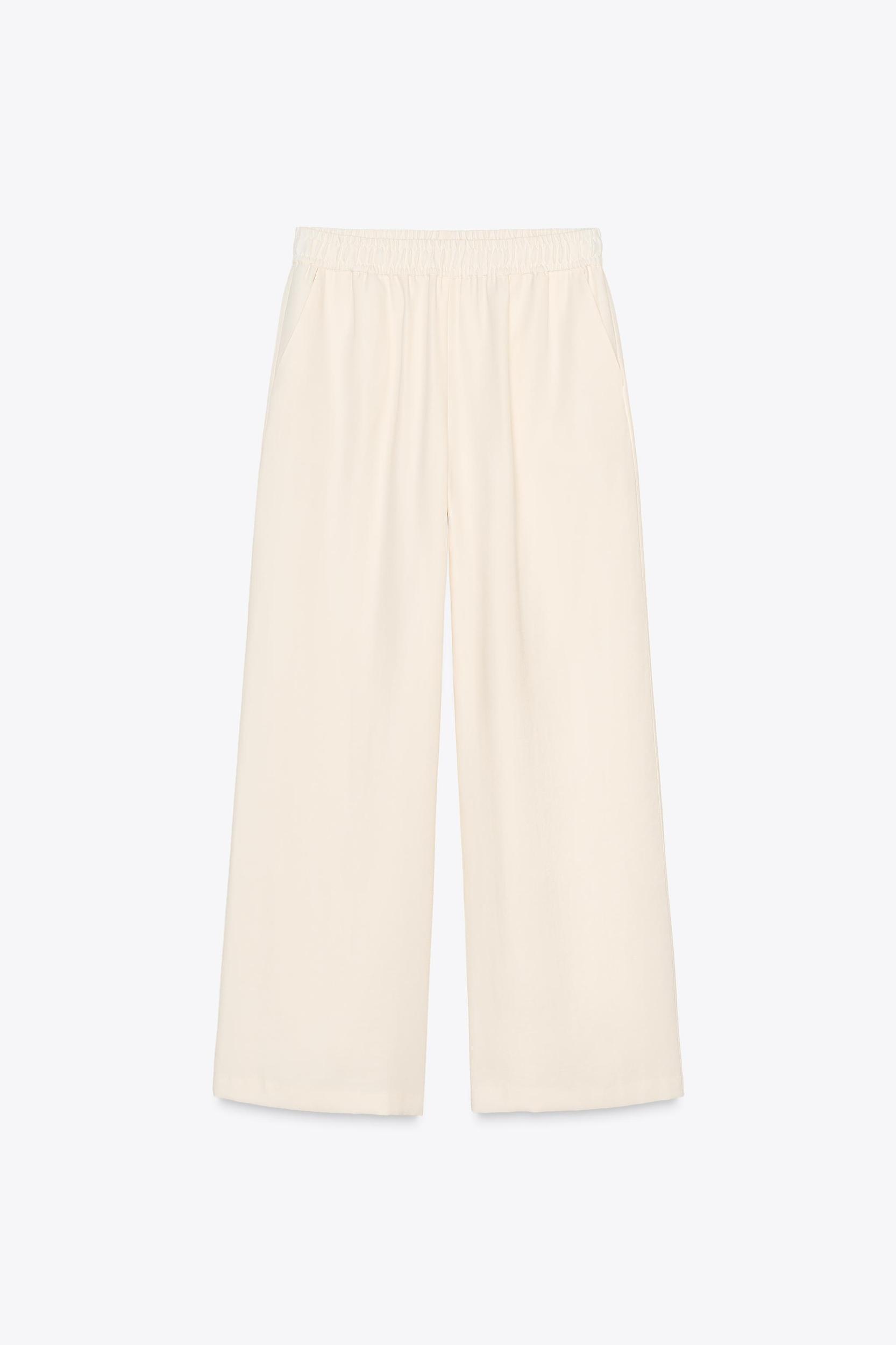 ELASTIC WAIST WIDE LEG PANTS Product Image