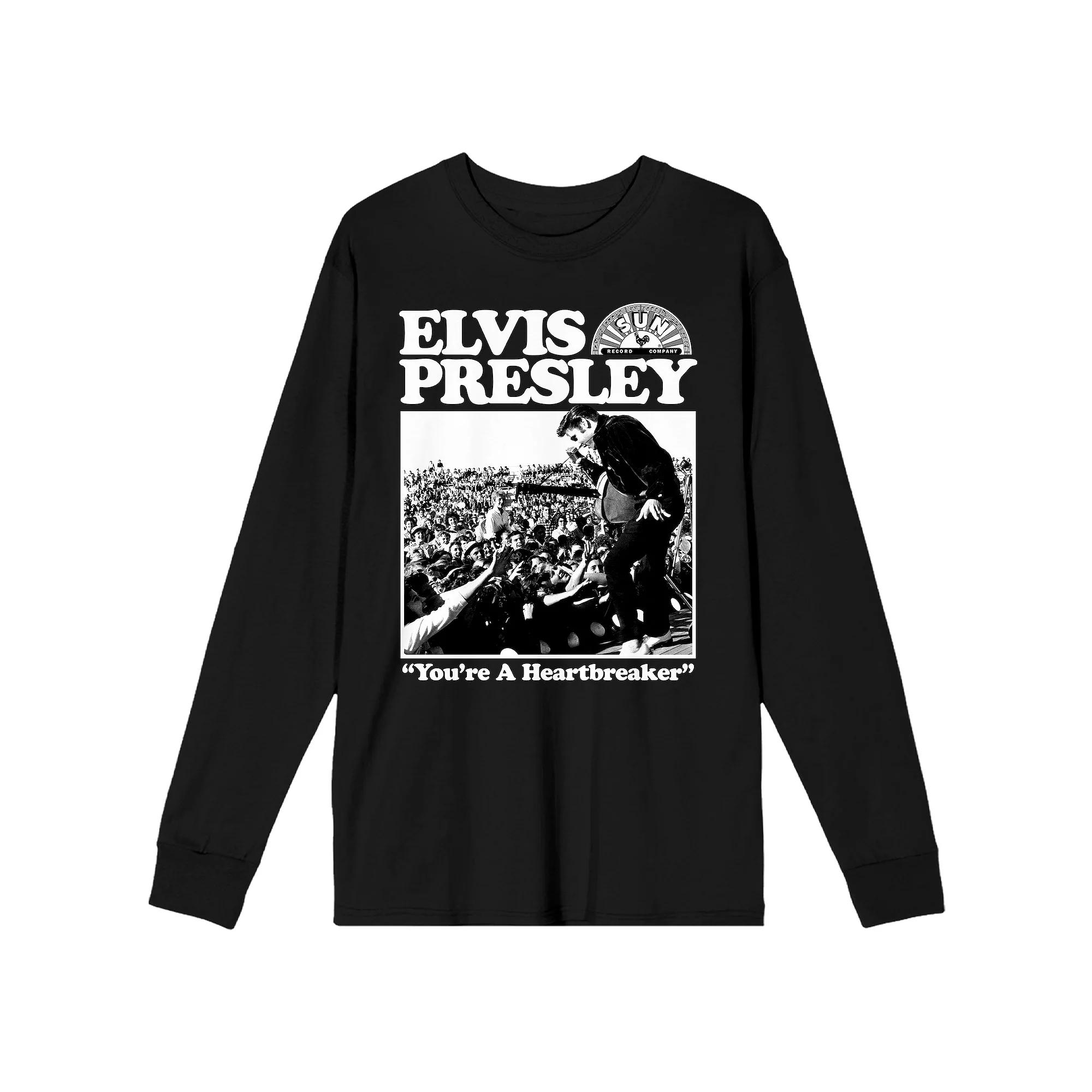 Men's Sun Records Elvis Presley Long Sleeve Graphic Tee, Size: Large 30, Black Product Image