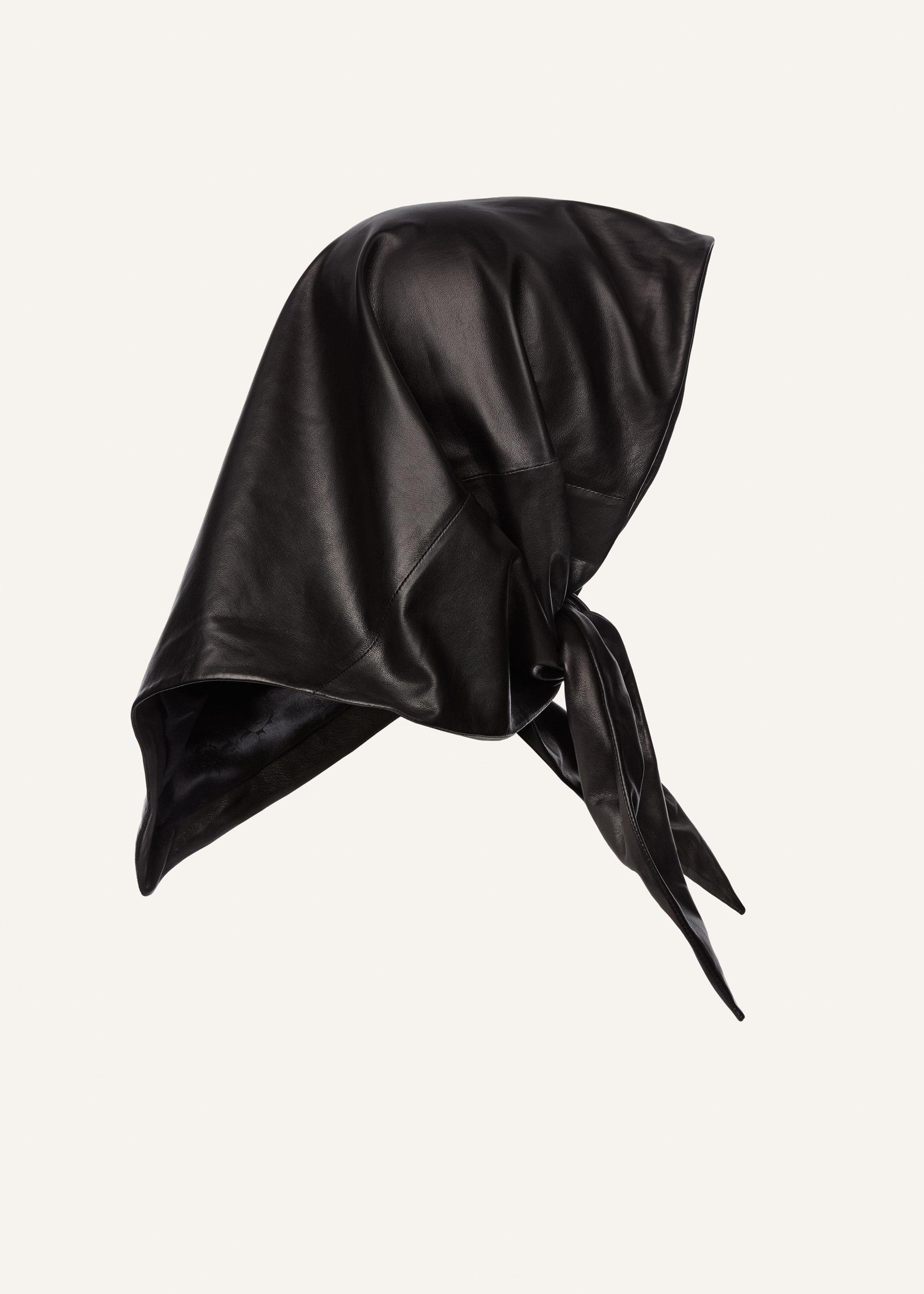 Leather tie scarf in black Product Image