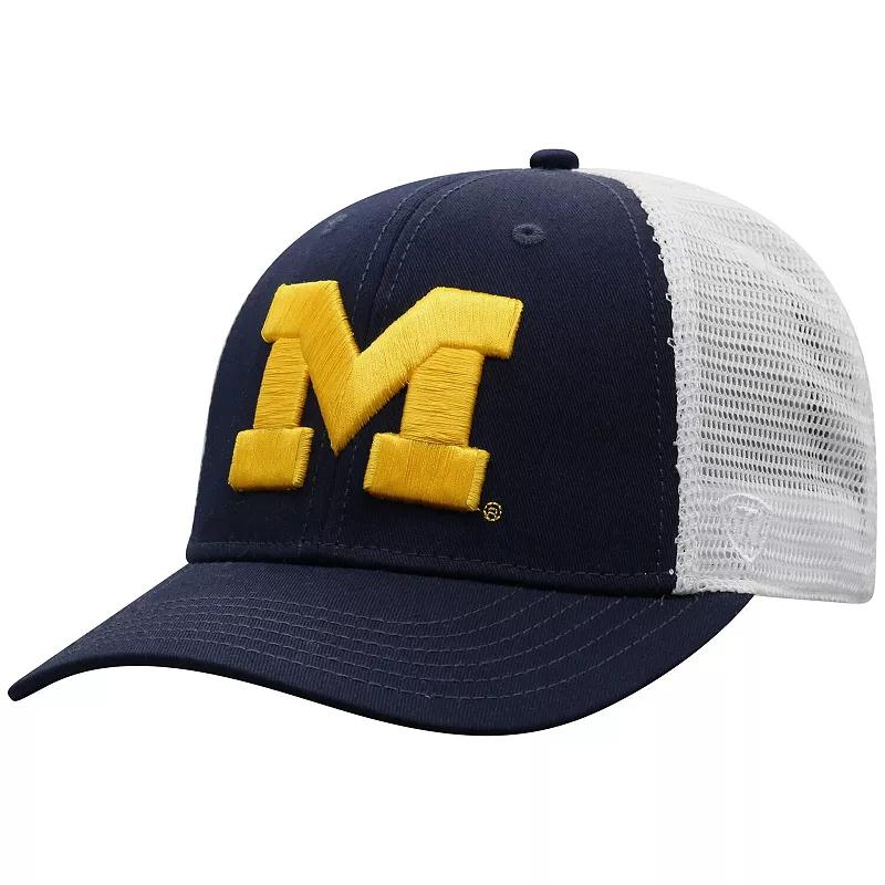 Men's Top of the World Navy/White Michigan Wolverines Trucker Snapback Hat, Blue Product Image