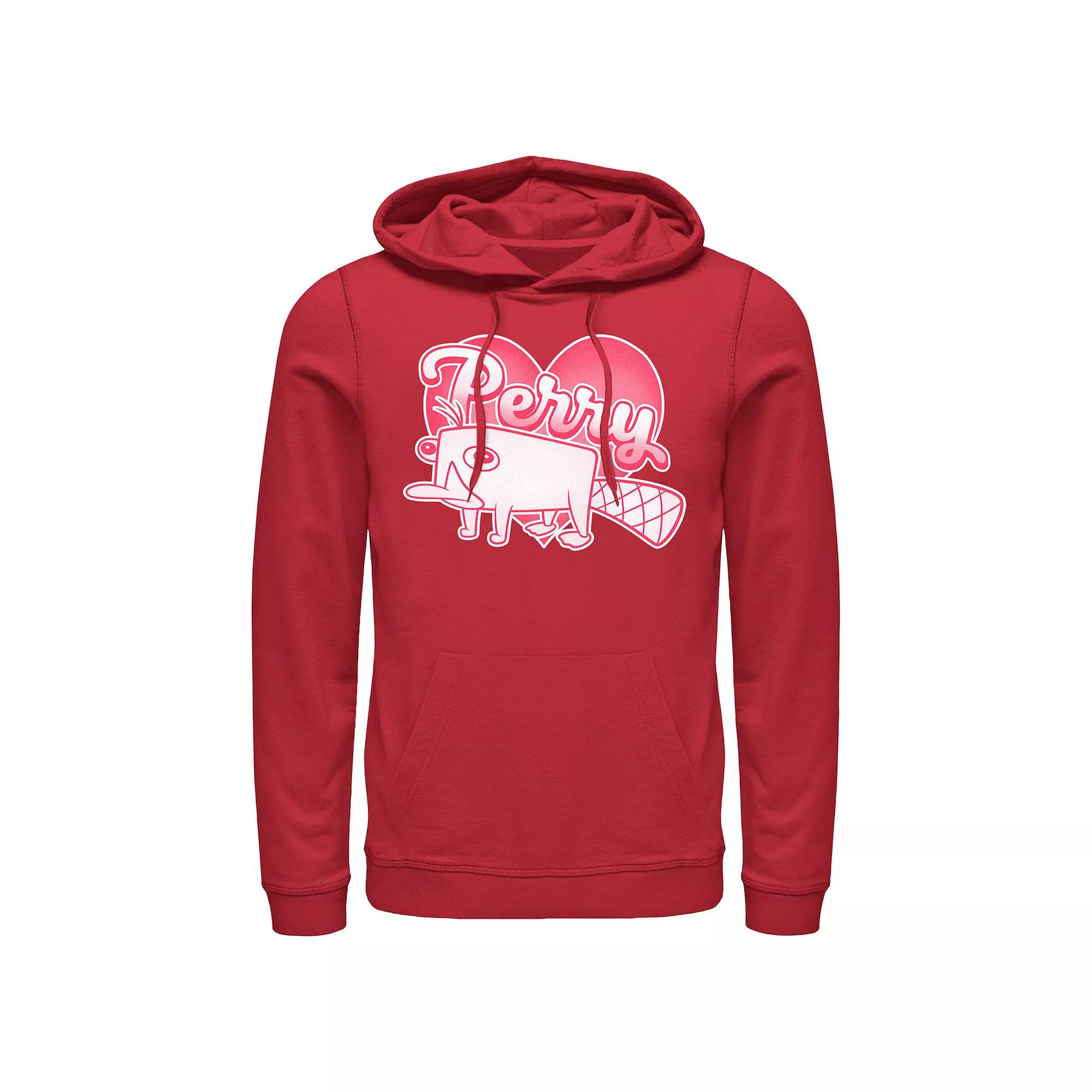Disney's Phineas And Ferb Valentine's Day Perry Heart Men's Graphic Hoodie, Size: XL, Red Product Image