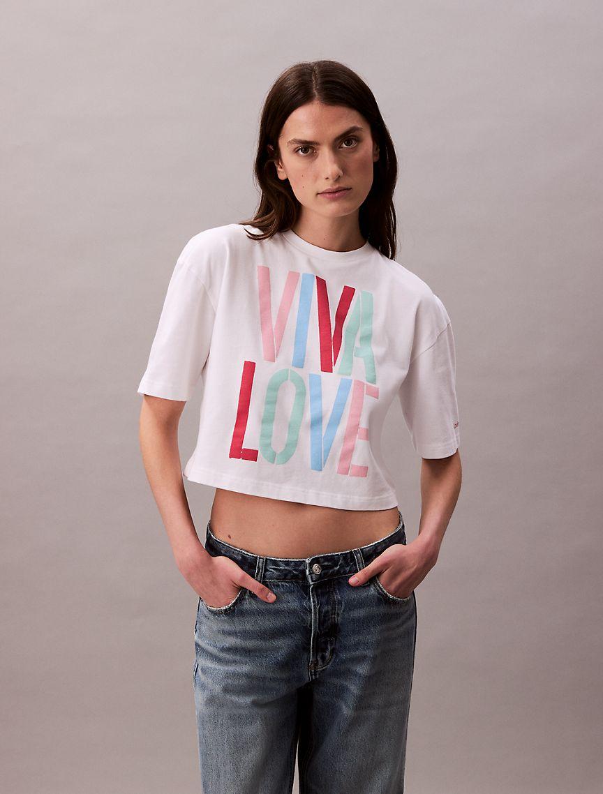 Marc Hundley Pride Viva Love Cropped Relaxed T-Shirt Product Image