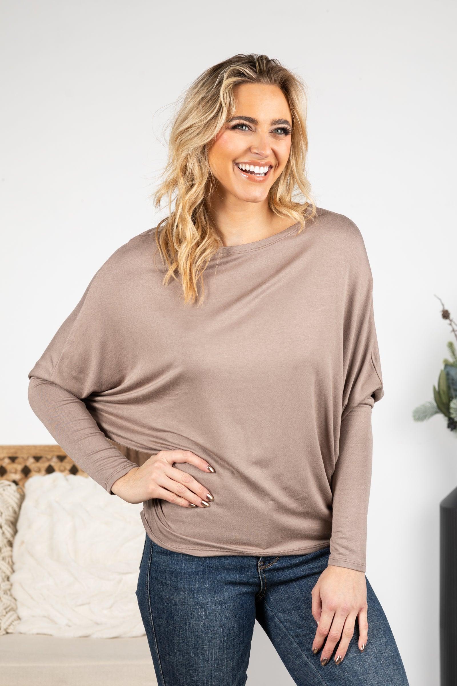 Long Dolman Sleeve Terry Knit Top Product Image