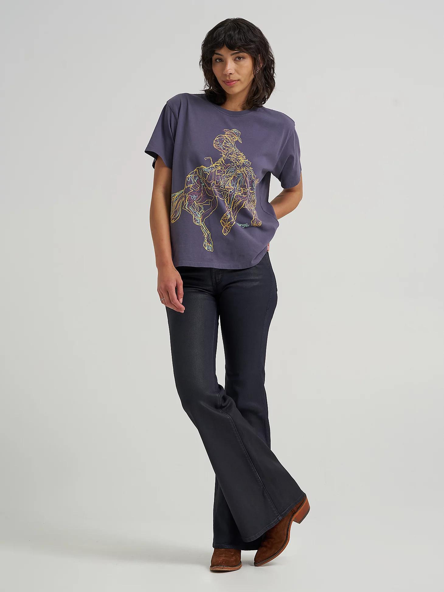 Women's Rodeo Horse Graphic Tee in Graystone Product Image