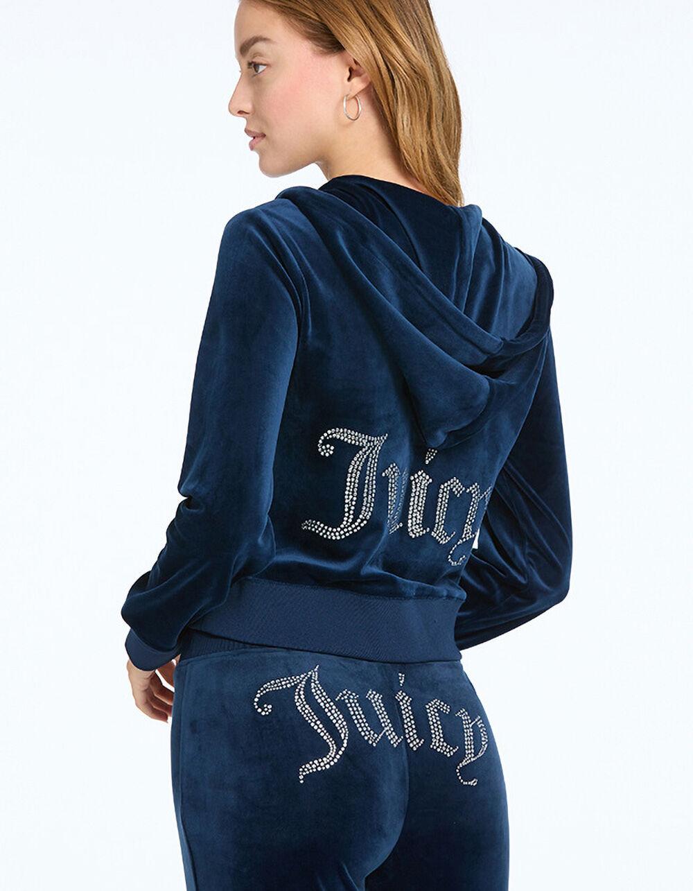 JUICY COUTURE OG Bling Womens Zip-Up Hoodie - NAVY Product Image