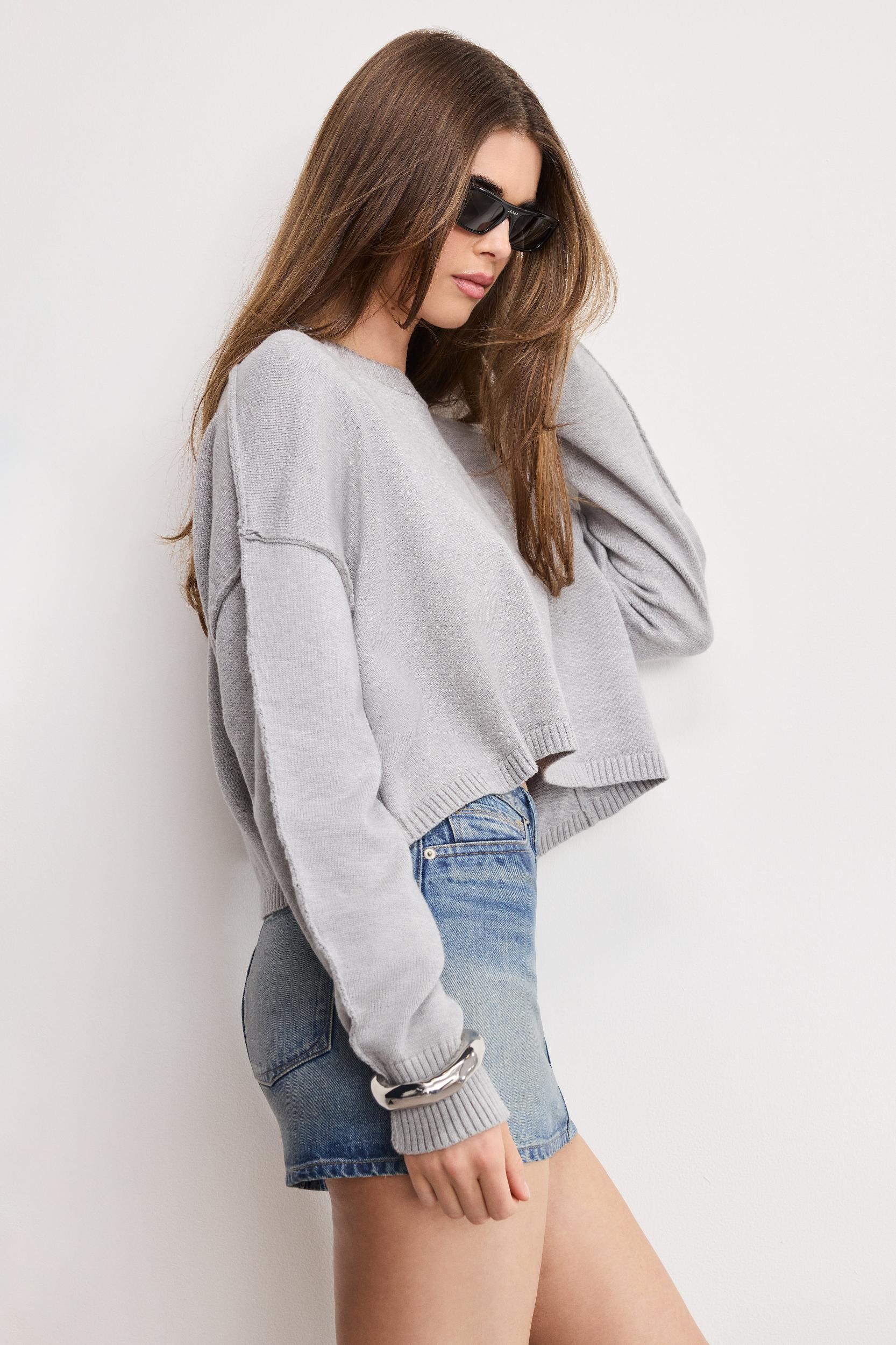 COZY KNIT CREW NECK | MELANGE GREY Product Image