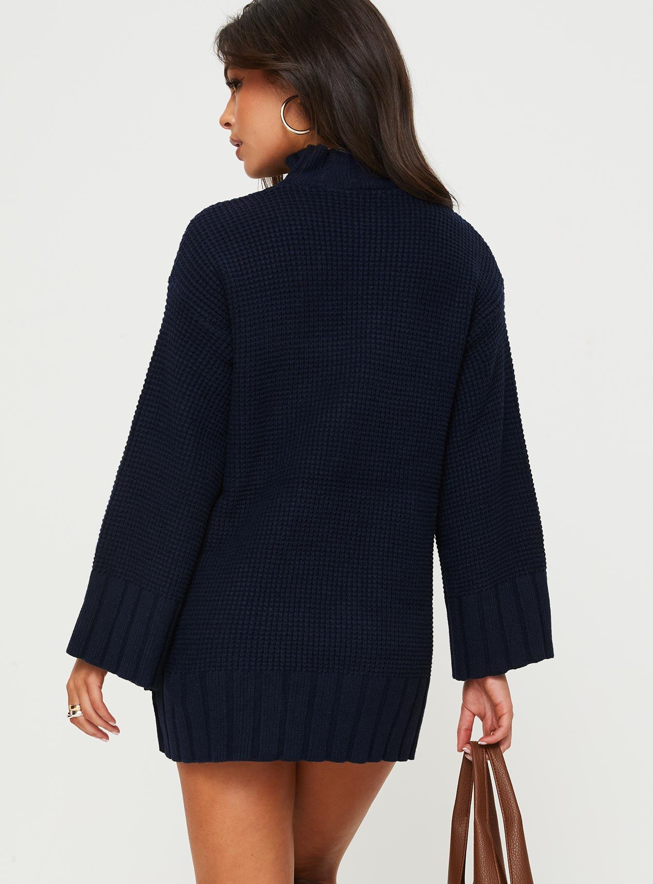 Tarin Knit Mini Dress Navy Product Image