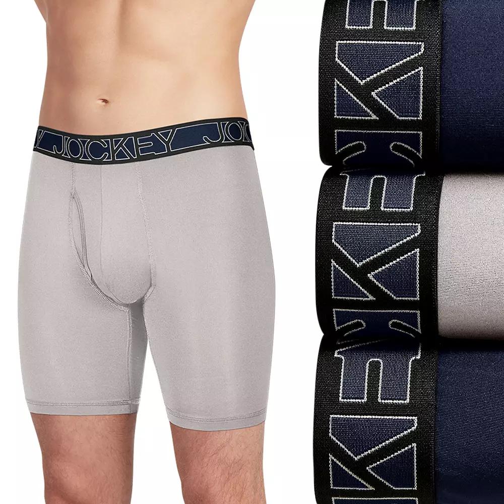 Men's Jockey 3-Pack Active Microfiber 9" Long Leg Boxer Briefs,  Product Image