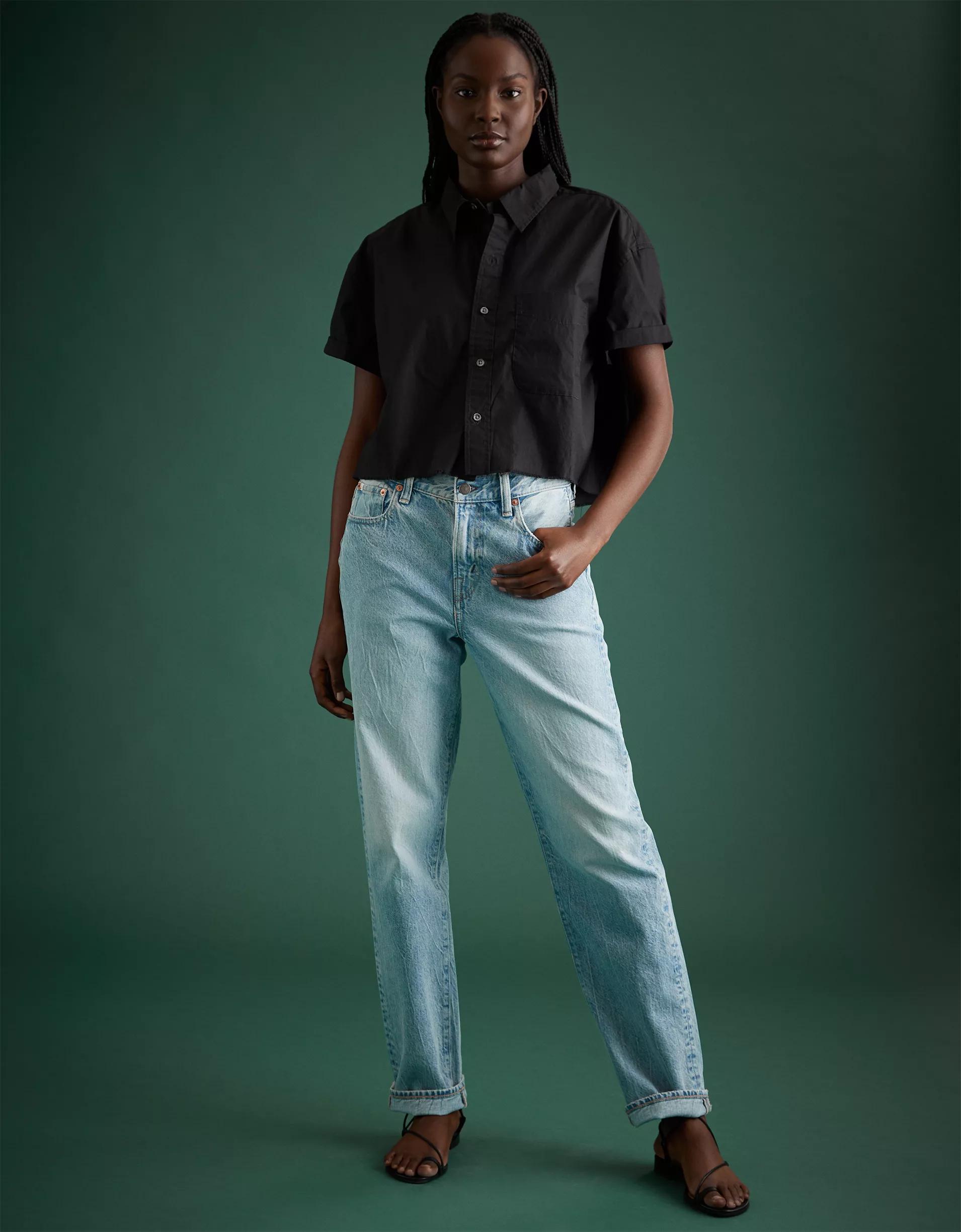AE77 Premium Boxy Crop Poplin Shirt Product Image