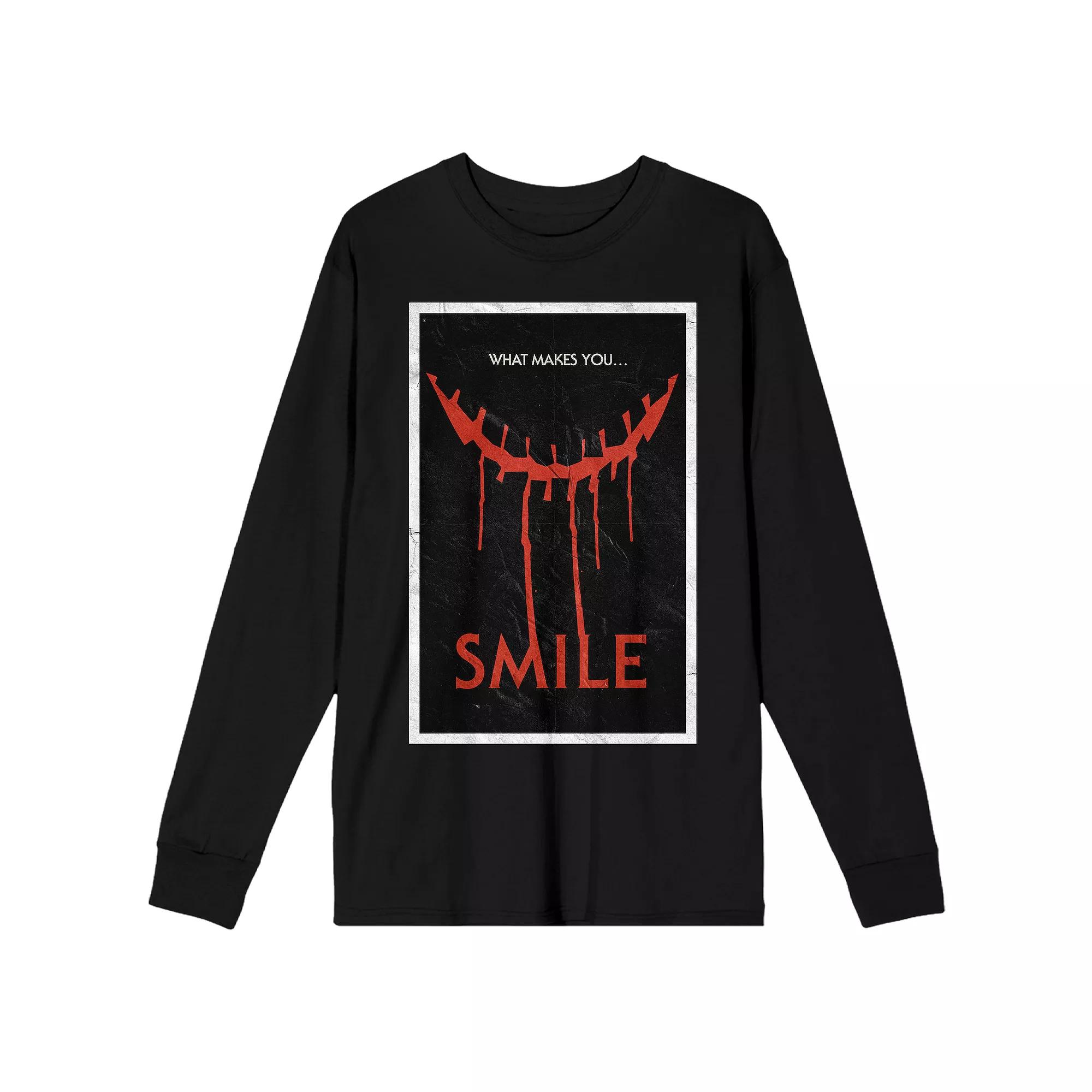Men's Smile What Makes You Smile Long Sleeve Graphic Tee, Size: Medium, Black Product Image