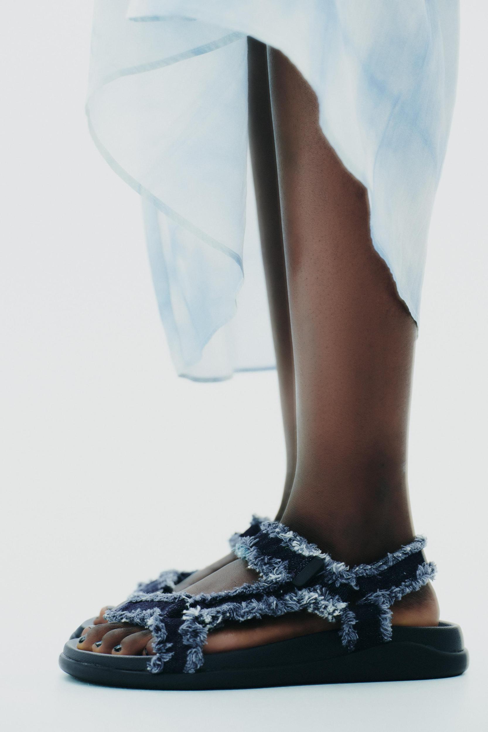 DENIM PLATFORM SANDALS Product Image