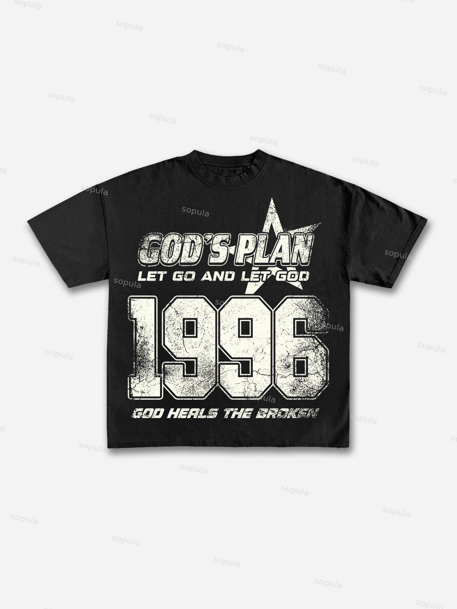 God's Plan 1996 Retro Aged Graphic Cotton T-shirt Product Image