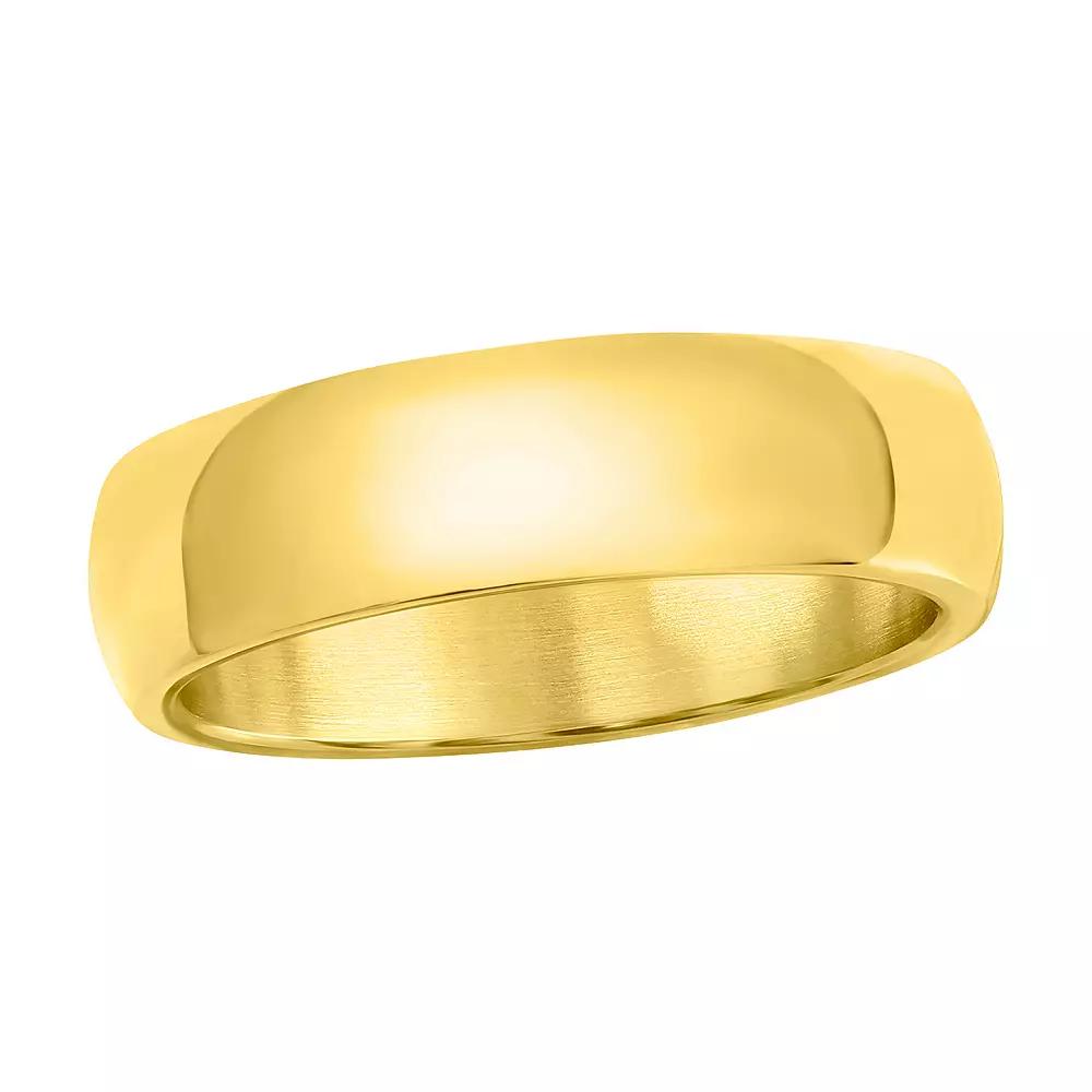 Men's Metallo Steel Gold-Plated 6mm Polished Ring, Size: 10, Stainless Product Image
