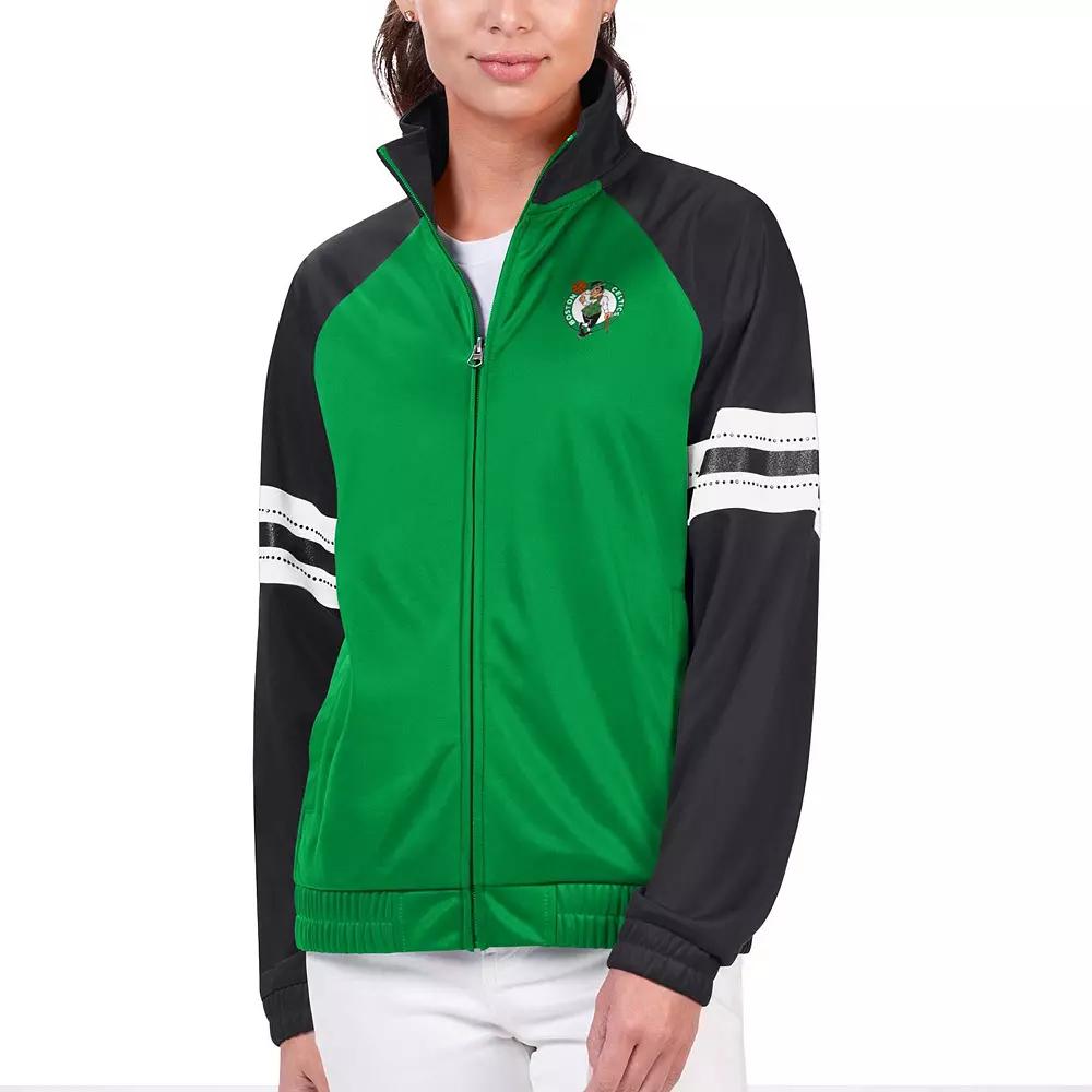 Women's G-III 4Her by Carl Banks Kelly Green Boston Celtics Main Player Raglan Rhinestone Full-Zip Track Jacket, Size: Medium Product Image
