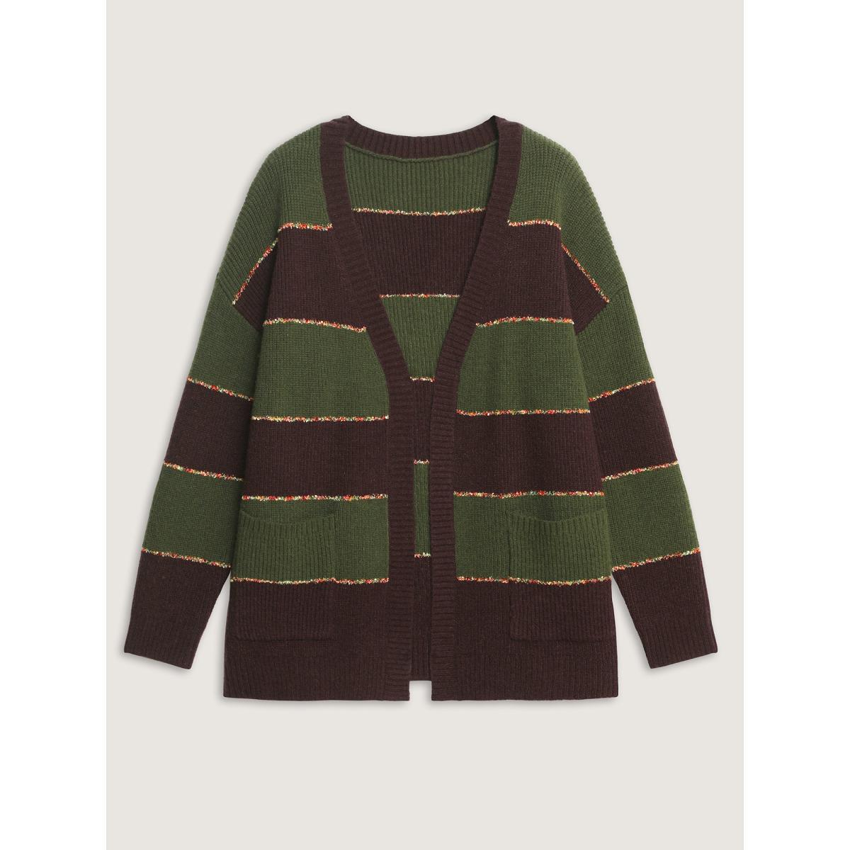 Plus Size Textured Front-Open Heather Knit Cardigan ArmyGreen Women Leisure Loose Long Sleeve Casual Cardigans BloomChic 30/6X Product Image