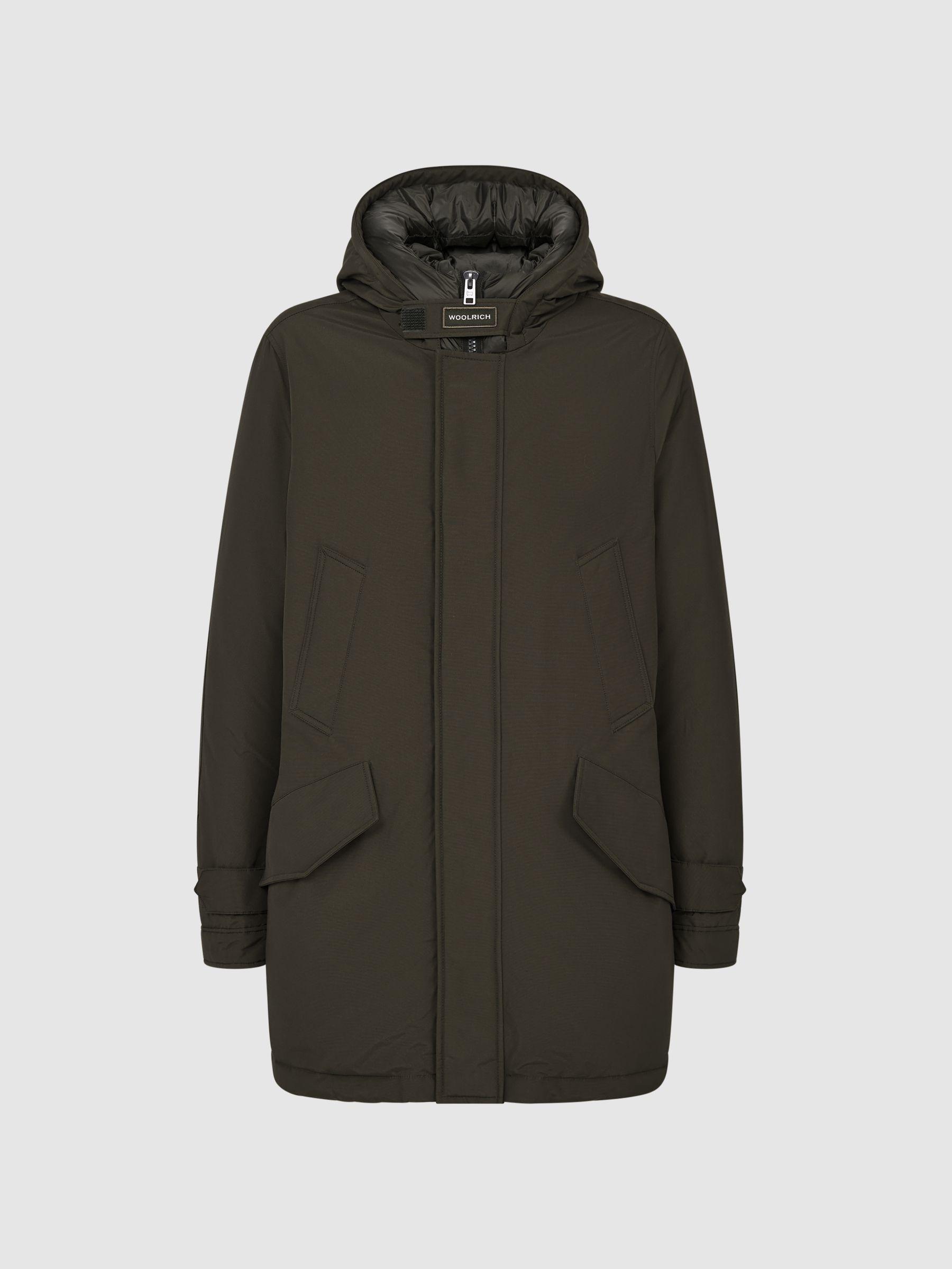 Woolrich Hooded Parka Coat in Dark Green Product Image