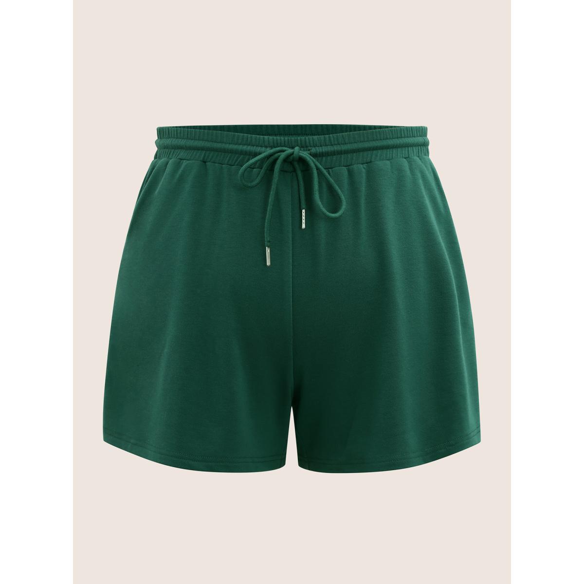 Plus Size Plain Elastic Waist Drawstring Pants Women Truegreen Casual High Rise Everyday Pants BloomChic 28/5X Product Image