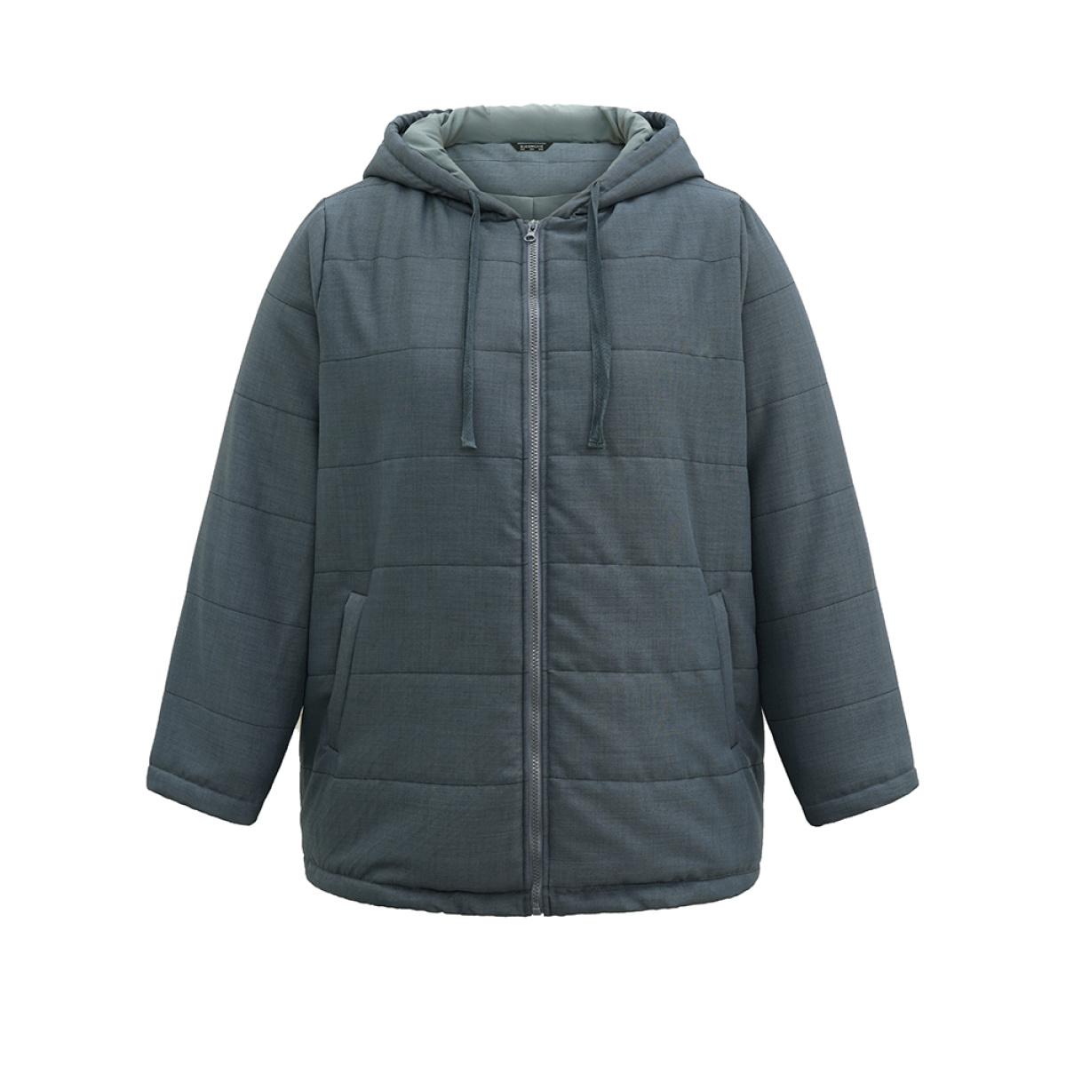 Plus Size Women Dailywear Plain Lined No stretch 22-24/3X Pocket Casual Cotton Jackets BloomChic Product Image