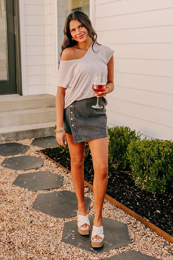 Fan Fav Linen-Blend Shift Top in Warm Taupe Product Image