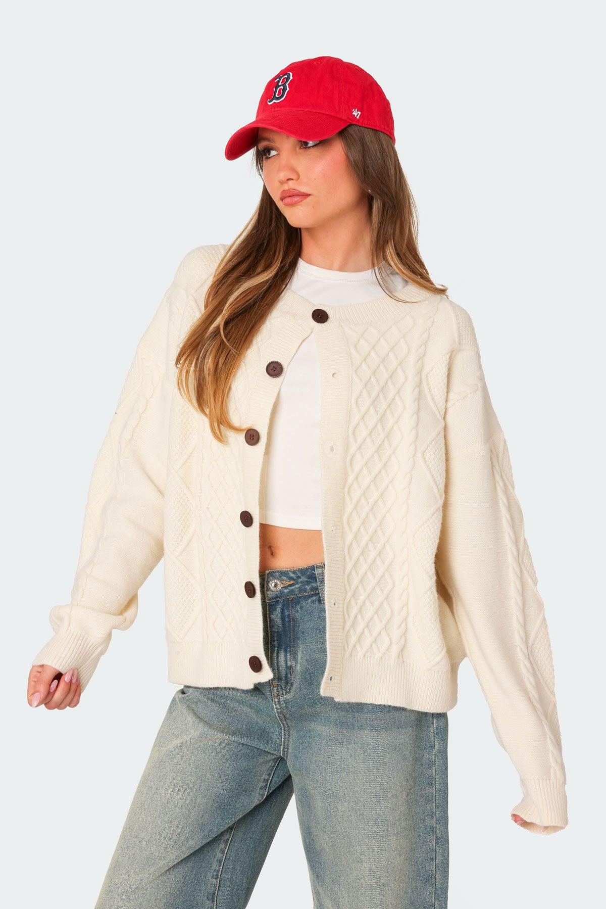 Rory Oversized Cable Knit Cardigan Product Image