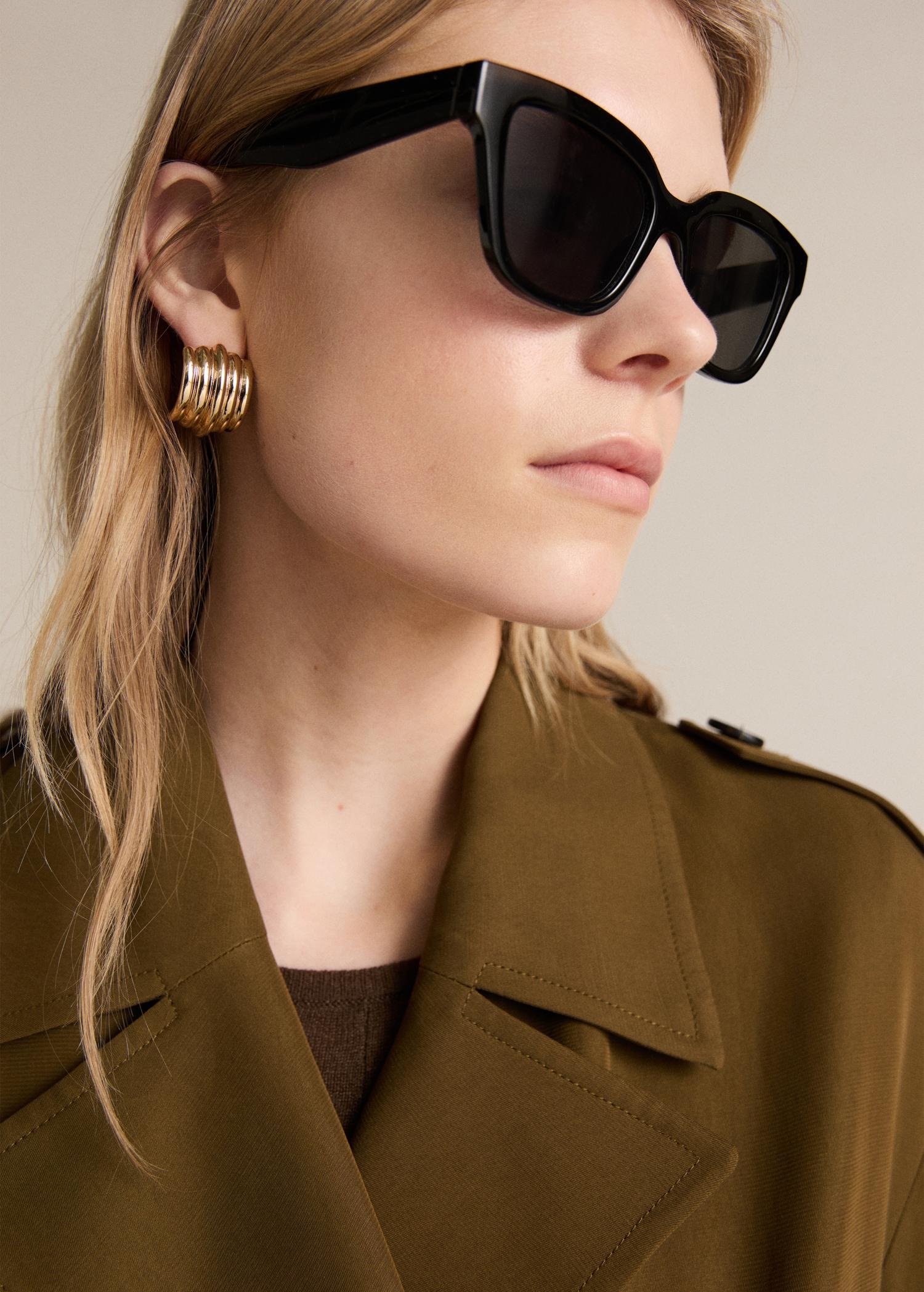 Oversized long lyocell trench coat - Women | MANGO USA Product Image