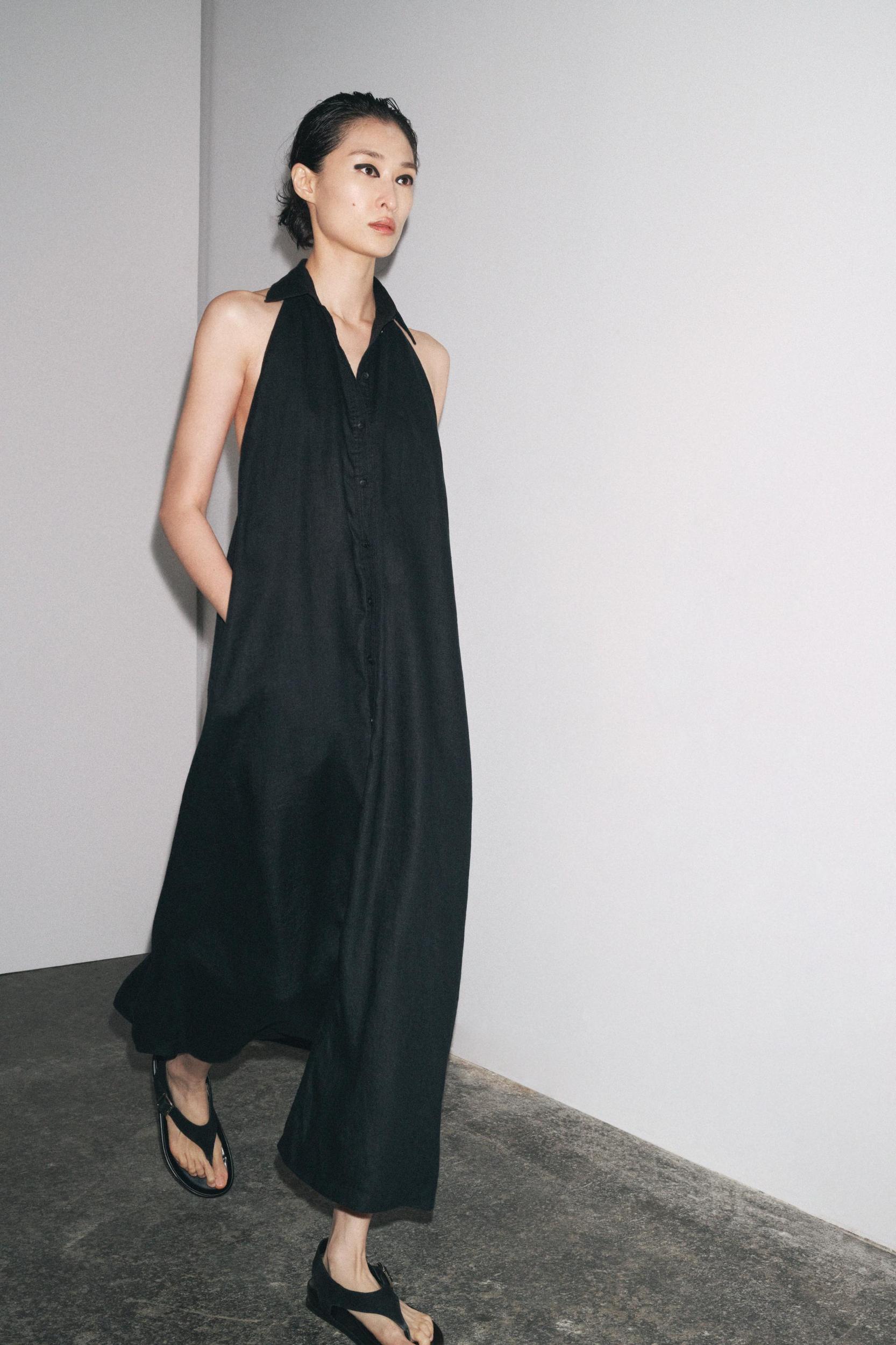 100% LINEN HALTER DRESS ZW COLLECTION Product Image